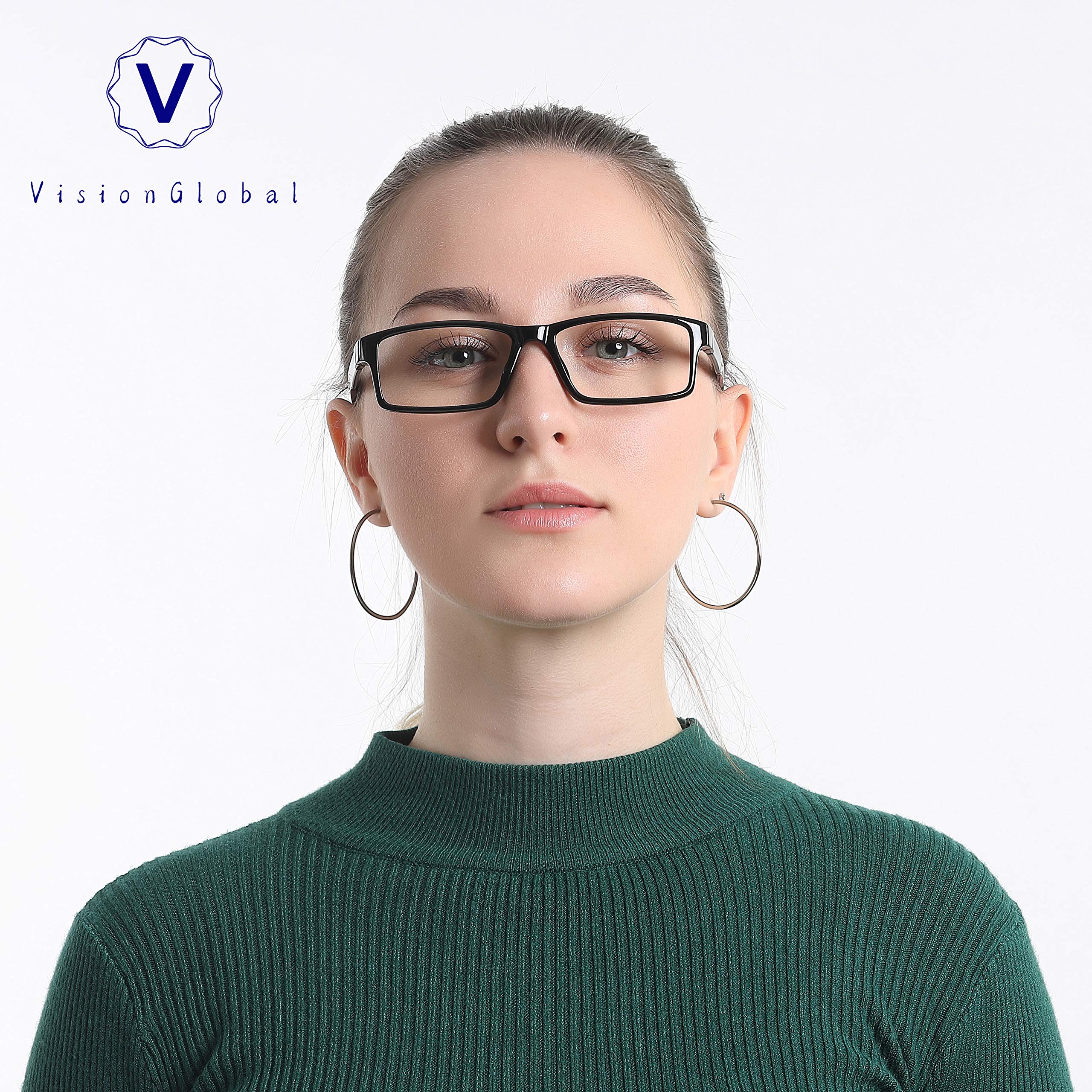 VisionGlobal Blue Light Blocking Glasses for Women & Men - Anti Eyestrain Computer Glasses for Screen Time, Gaming & Reading - HD Clear Lenses for Office, Study & Digital Device Use