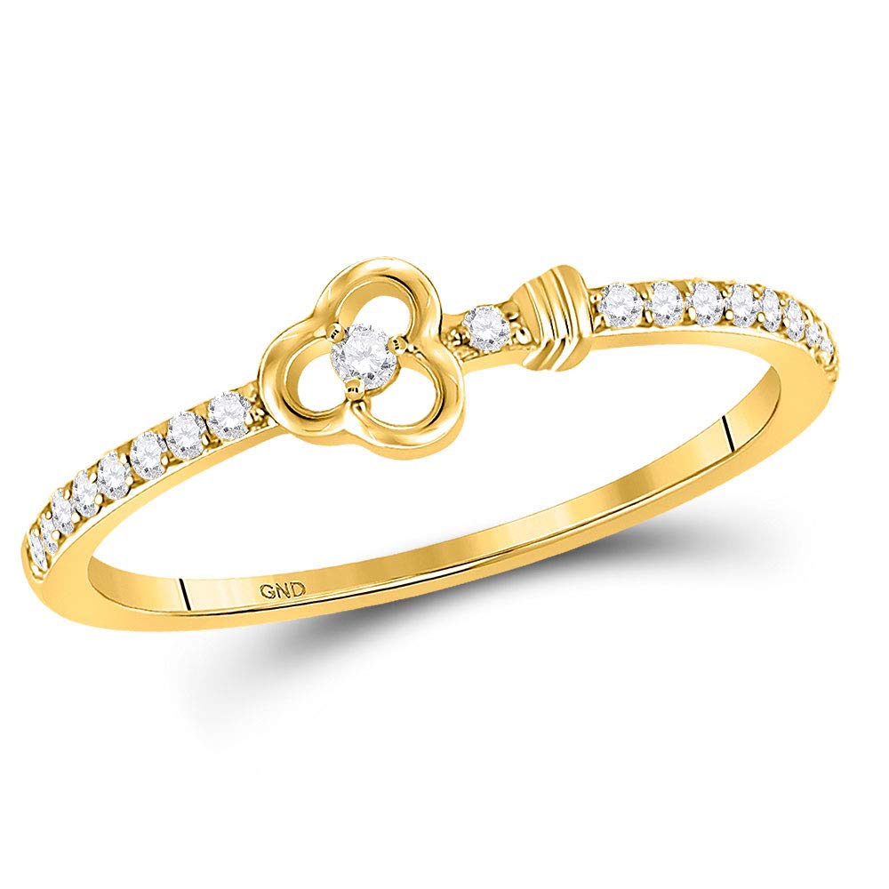 10K Yellow Gold Round Diamond Stackable Band Ring for Women - 1/8 CTW Dazzlingrock Collection | Perfect for Everyday Wear, Anniversary Gifts & Bridal Jewelry