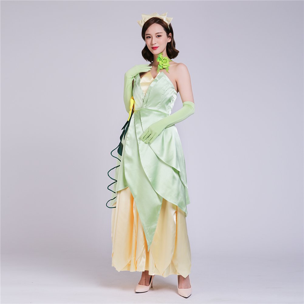 Deluxe Frog Princess Costume for Women - Hand-Sewn Leaf Design Cosplay Dress | Perfect for Halloween, Cosplay Parties & Themed Events