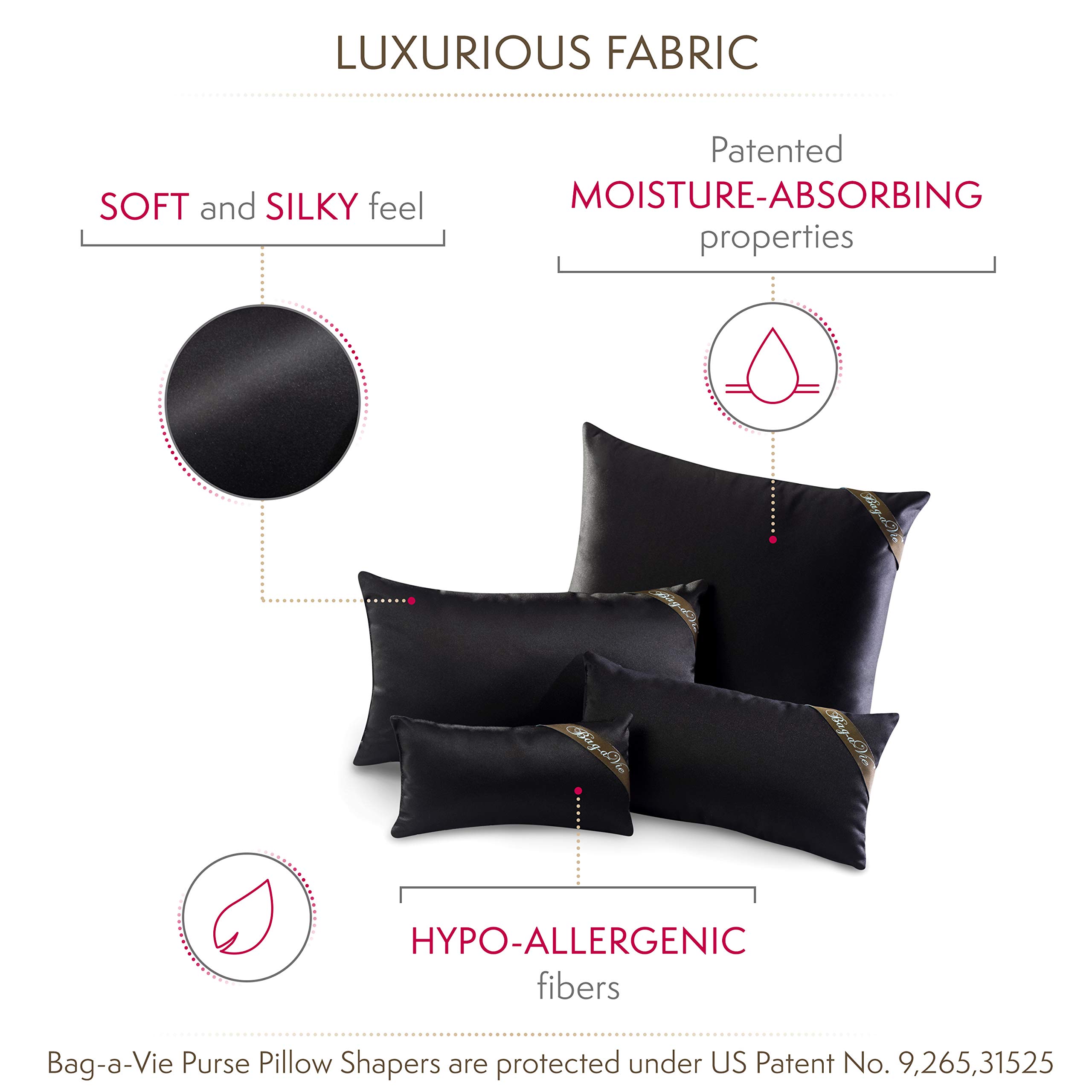 Luxury Purse and Handbag Shapers - Bag-a-Vie Purse Pillow Insert Organizer (4-Pack, Black) | Keep Your Designer Bags in Perfect Shape for Storage & Display