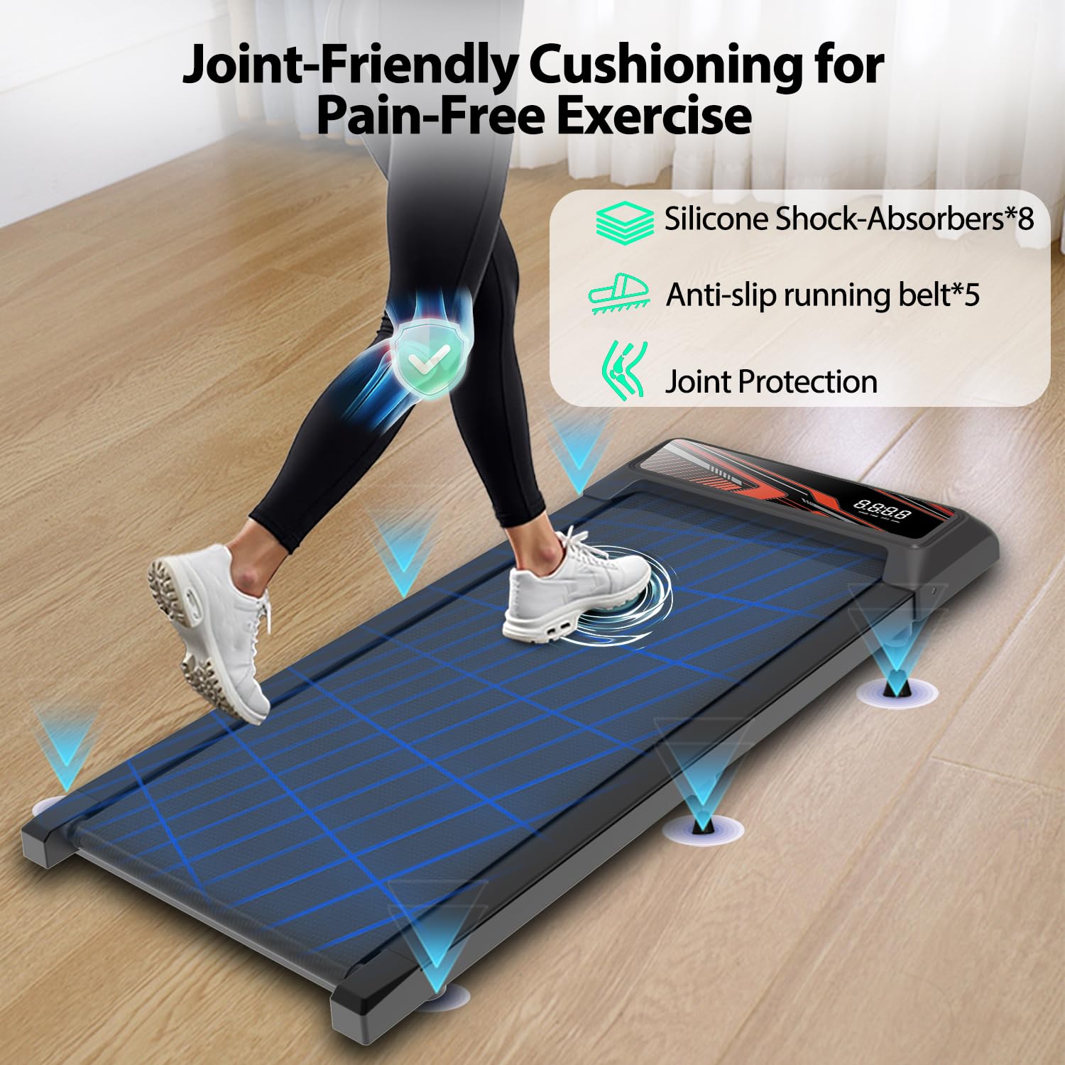 2.5HP Under Desk Treadmill with Remote Control - Quiet Walking Pad for Home & Office, Compact Space-Saving Design, 265 LBS Capacity, Adjustable Incline - Perfect for Work from Home, Apartment Workouts & Small Spaces