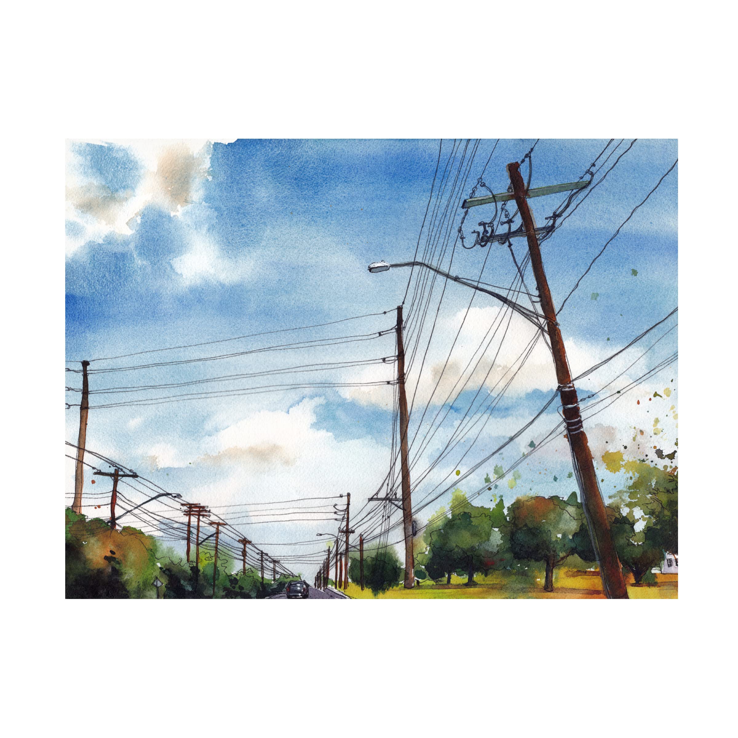Paul McCreery 'Urban Lines & Poles III' Modern Canvas Wall Art - Abstract Cityscape Painting for Living Room, Office & Home Decor