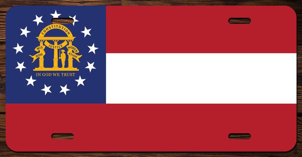 Georgia State Flag UV Printed Vanity Front License Plate - Durable Custom Car Tag for Cars, Trucks & Motorcycles - Perfect for Tailgating, Car Shows & State Pride Display