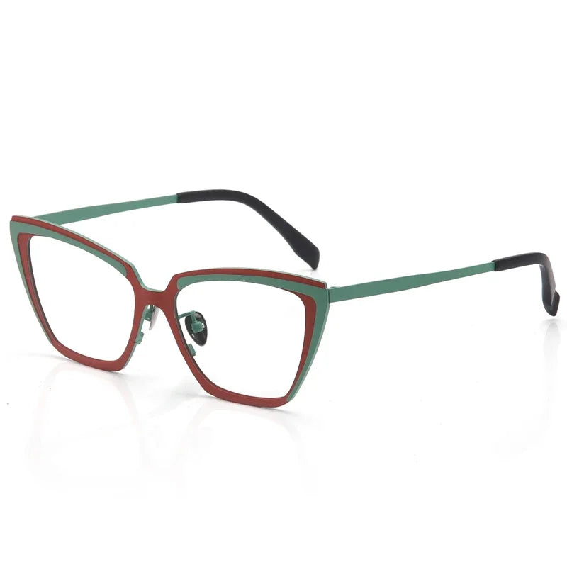 Stylish Unisex Full Rim Square Cat Eye Glasses - Lightweight Titanium Acetate Frame (Model 455617) | Perfect for Work, Reading & Fashion Statement