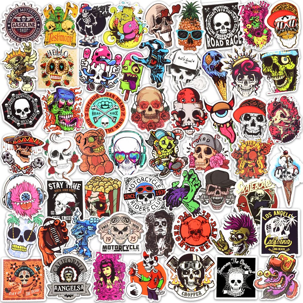 100 Pcs Horror Vinyl Stickers for Adults - Waterproof Scary Skull Stickers for Laptop, Water Bottles, Journals & DIY Projects - Perfect for Halloween Decor, Gifts & Spooky Themed Parties