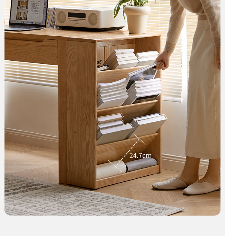 Oak Solid Wood Small Wall-Mounted Book Rack - Space-Saving Bookshelf for Living Room, Bedroom & Office Organization