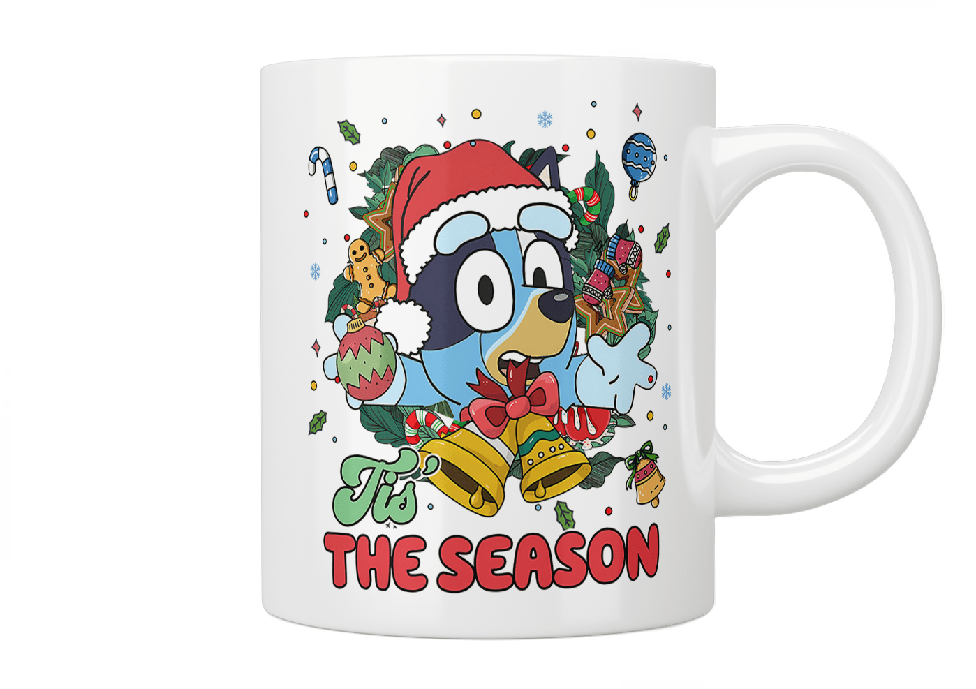 Bluey: Tis' The Season Christmas Mug - Festive Holiday Coffee Cup with Bluey Characters, Perfect for Hot Cocoa & Holiday Gifts
