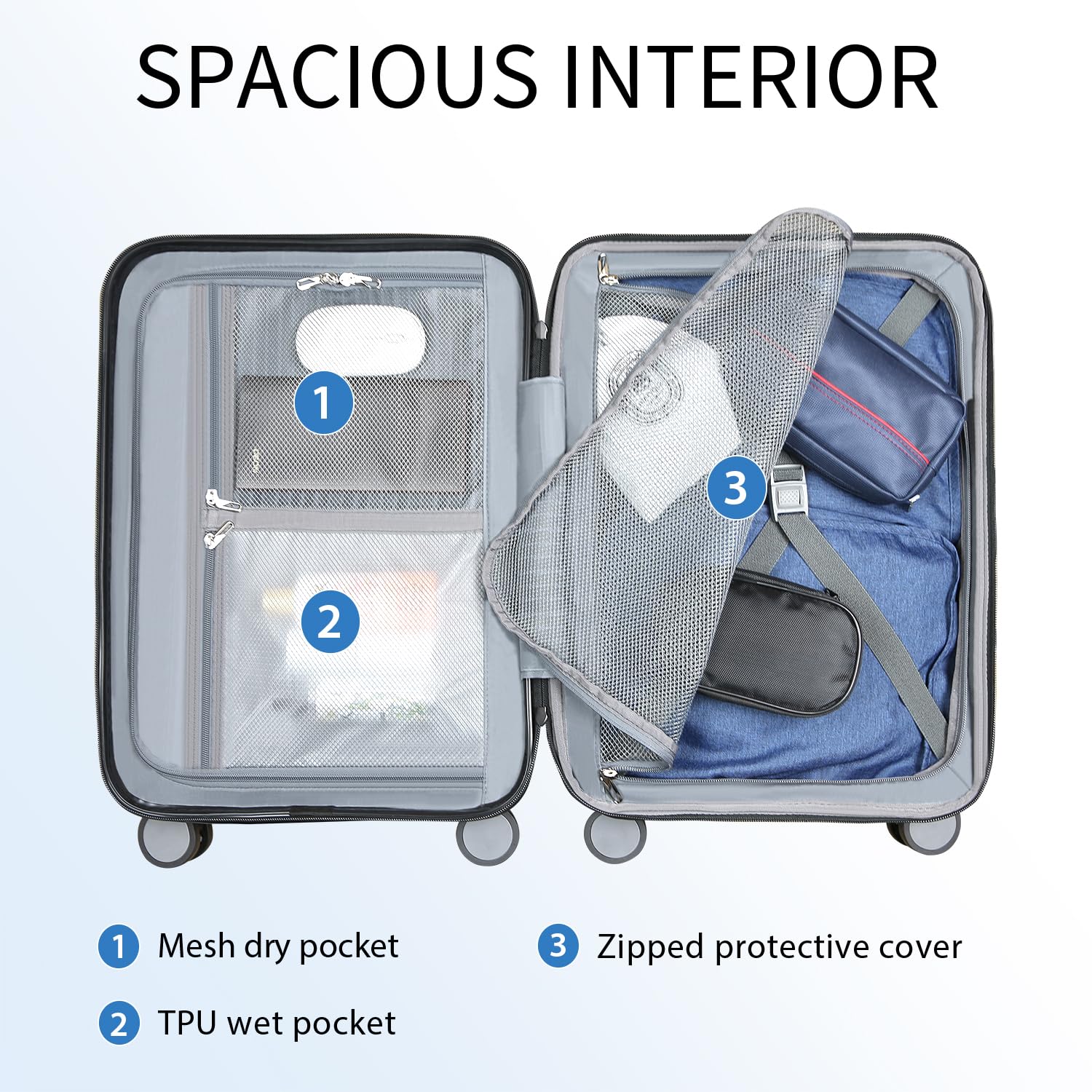 KROSER 20-Inch Hardside Expandable Carry On Luggage with 360° Spinner Wheels, Built-in TSA Lock & USB Charging Port - Durable Lightweight Suitcase for Air Travel, Business Trips & Weekend Getaways (White)