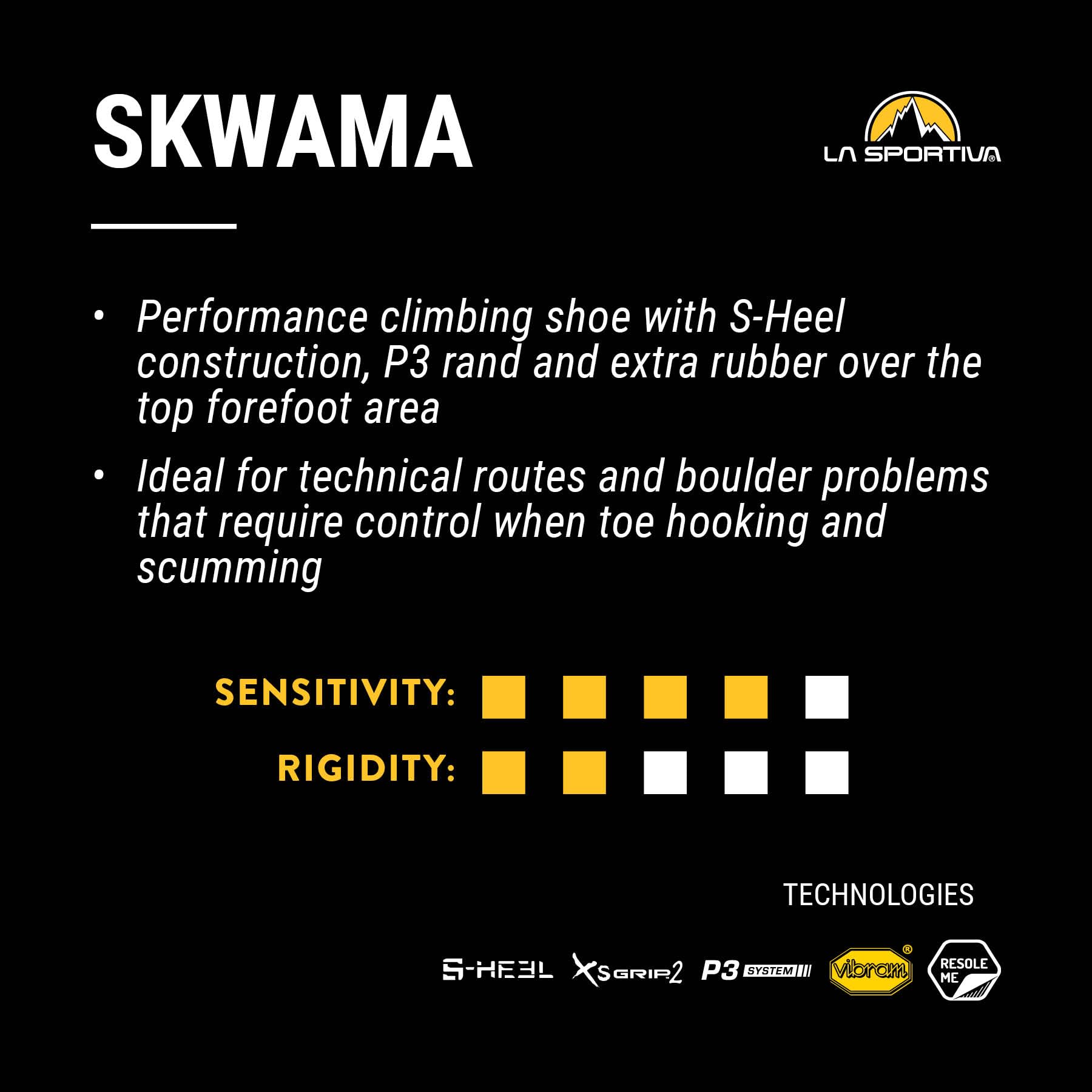 La Sportiva Men's Skwama High-Performance Rock Climbing Shoes - Lightweight & Precise for Indoor & Outdoor Climbing Adventures