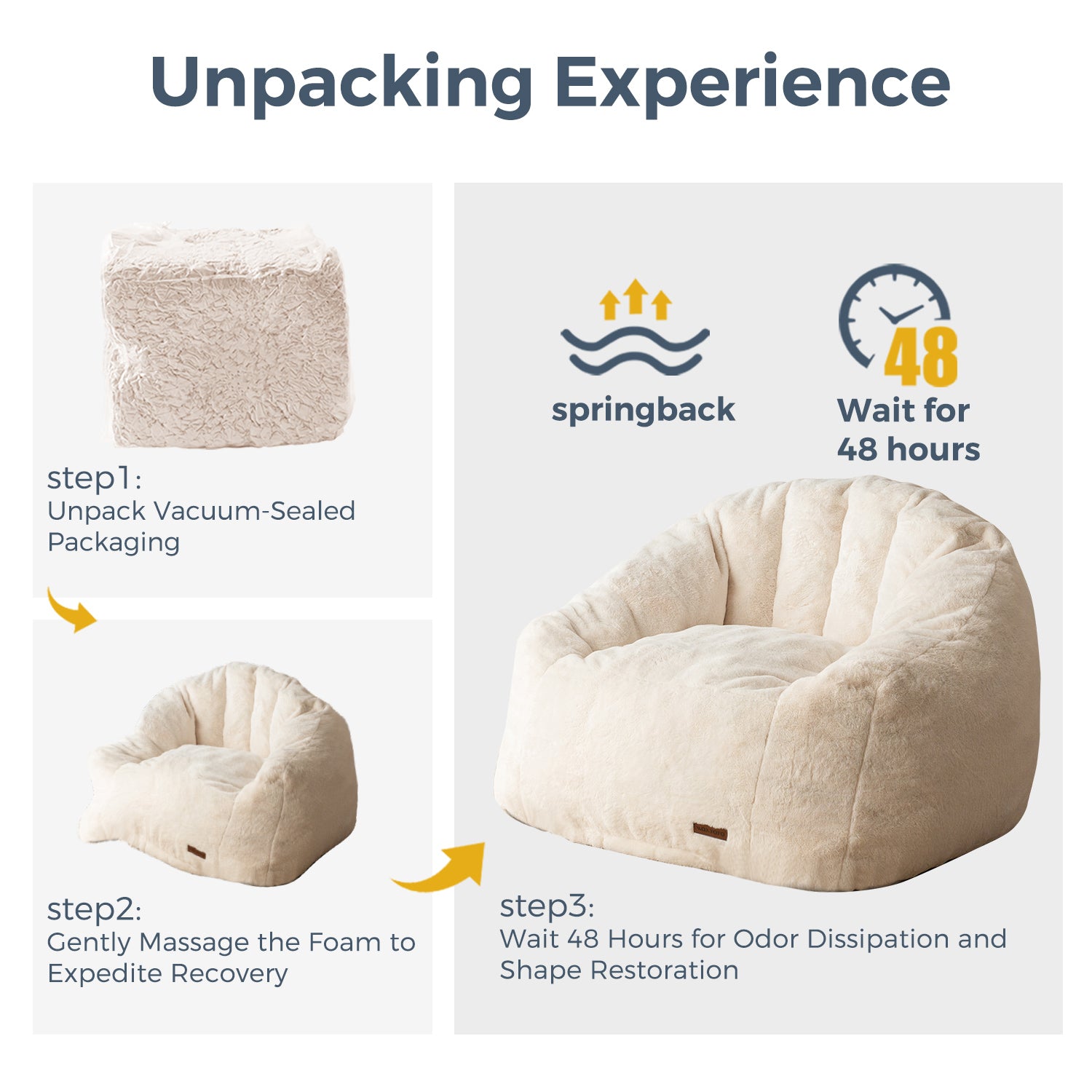 MAXYOYO Giant Bean Bag Chair - Oversized Faux Fur Shell Design with Premium Filler | Ultra Comfortable Lounge Chair for Living Room, Bedroom, Game Room & Dorm