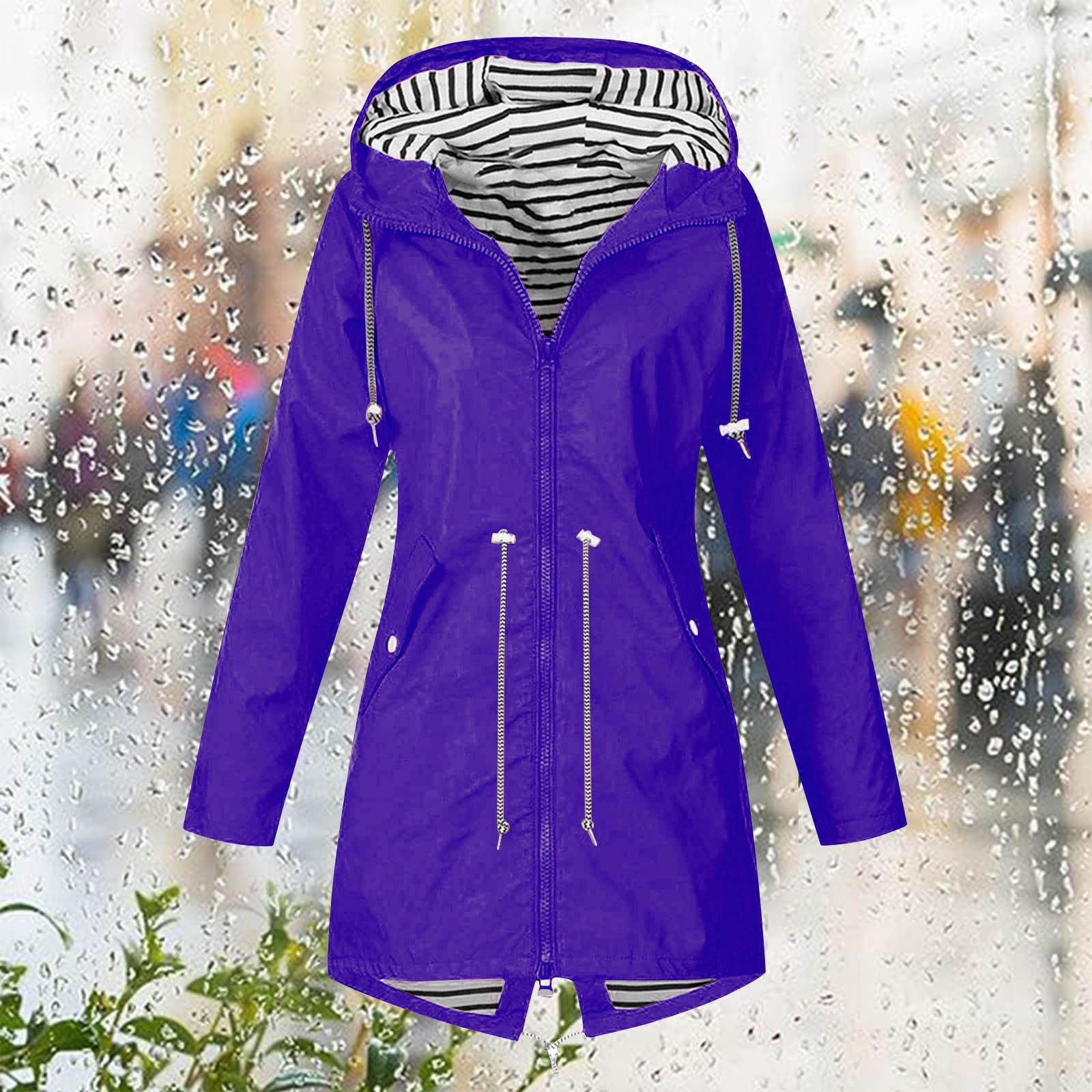 Waterproof Women's Rain Jacket with Hood - Lightweight Long Sleeve Windbreaker for Hiking, Travel & Outdoor Activities | Perfect for Rainy Days & Adventure Trips