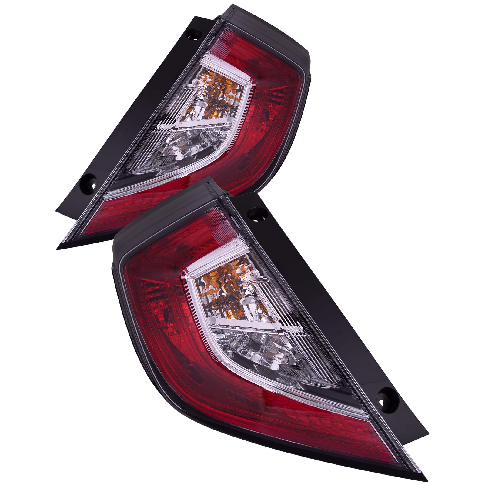 HEADLIGHTSDEPOT Honda Civic 2017-2021 Outer Tail Lights Set - Left Driver & Right Passenger Side - Compatible with HB & 2017-2019 Type R Models - Perfect for Night Driving & Car Customization