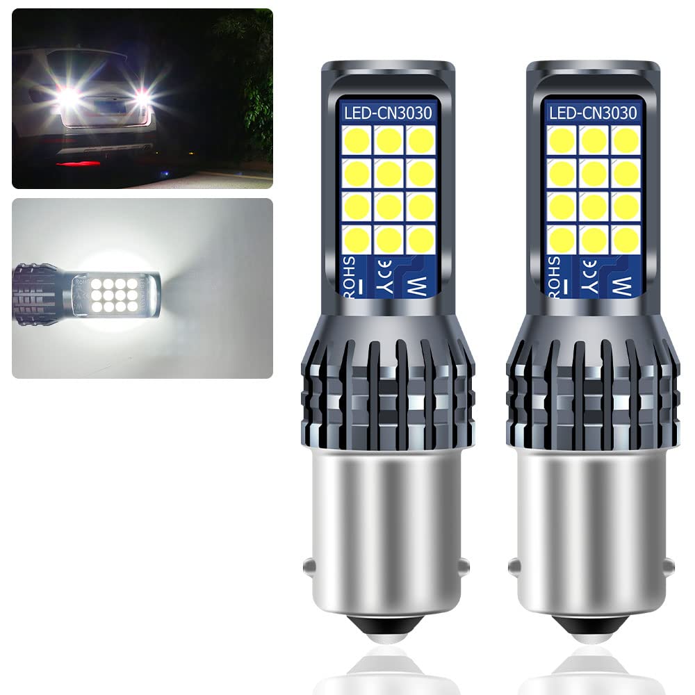 Teguangmei 1156 LED Brake Light Bulb - Super Bright 24-SMD White BA15S 7506 1141 1003 P21W LED Bulbs for Cars & Trucks - Replacement for Tail Brake Stop Backup Reverse Lamps (Pack of 2) - Perfect for Night Driving & Enhanced Vehicle Safety