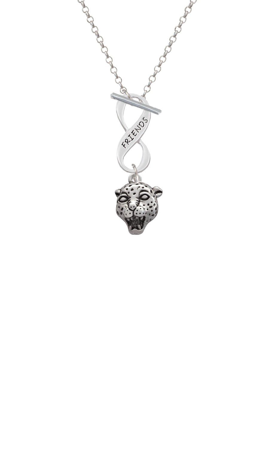 Stylish Silvertone Small Jaguar Mascot Infinity Toggle Chain Necklace for Women - Perfect for Casual Wear, Gifts & Jewelry Collection