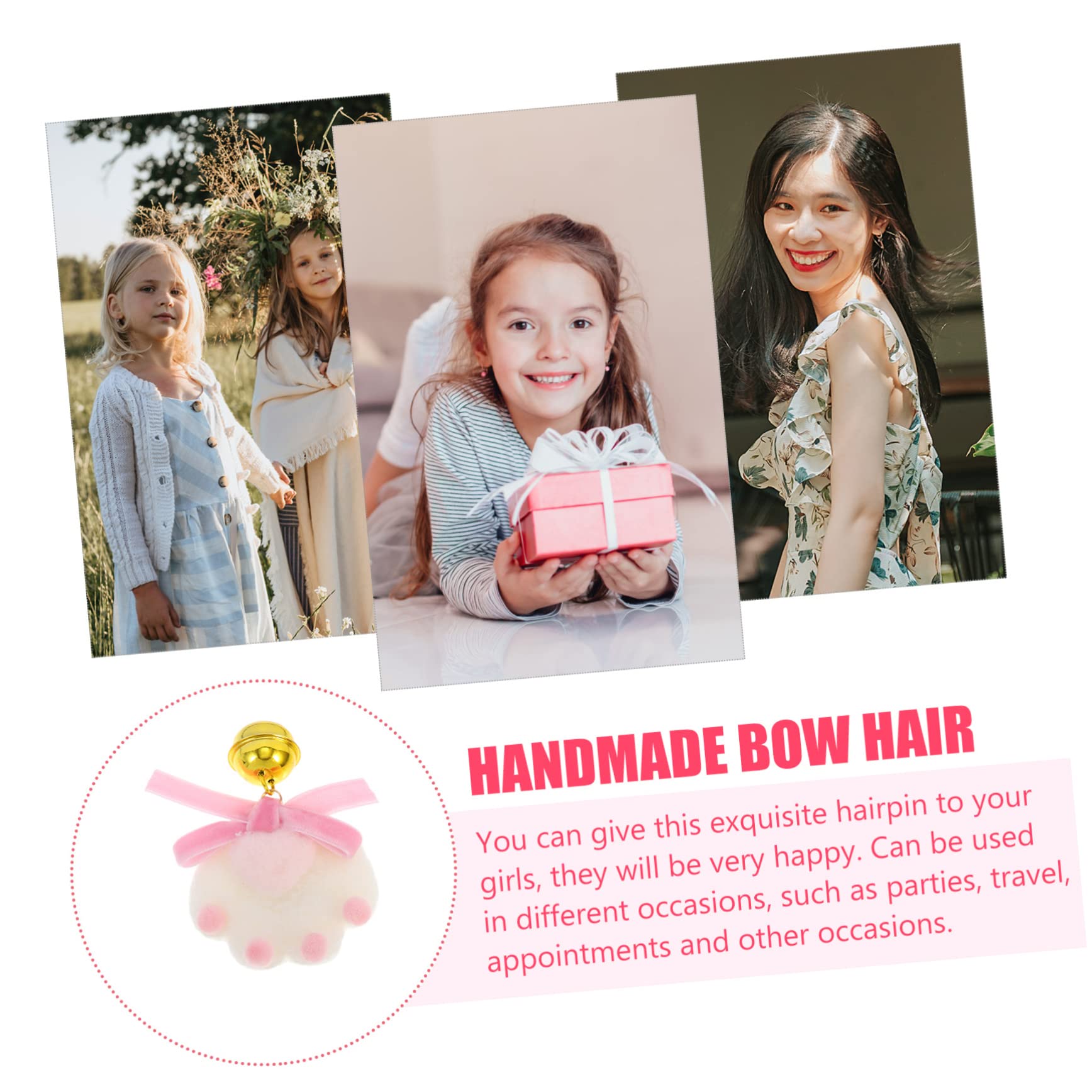 BIUDECO Girls Hair Clips - Cute Cat Side Hairpin with Bow and Bell, Fashion Hair Accessories for Kids, Teens, and Women | Perfect for Parties, Weddings, School, and Daily Wear