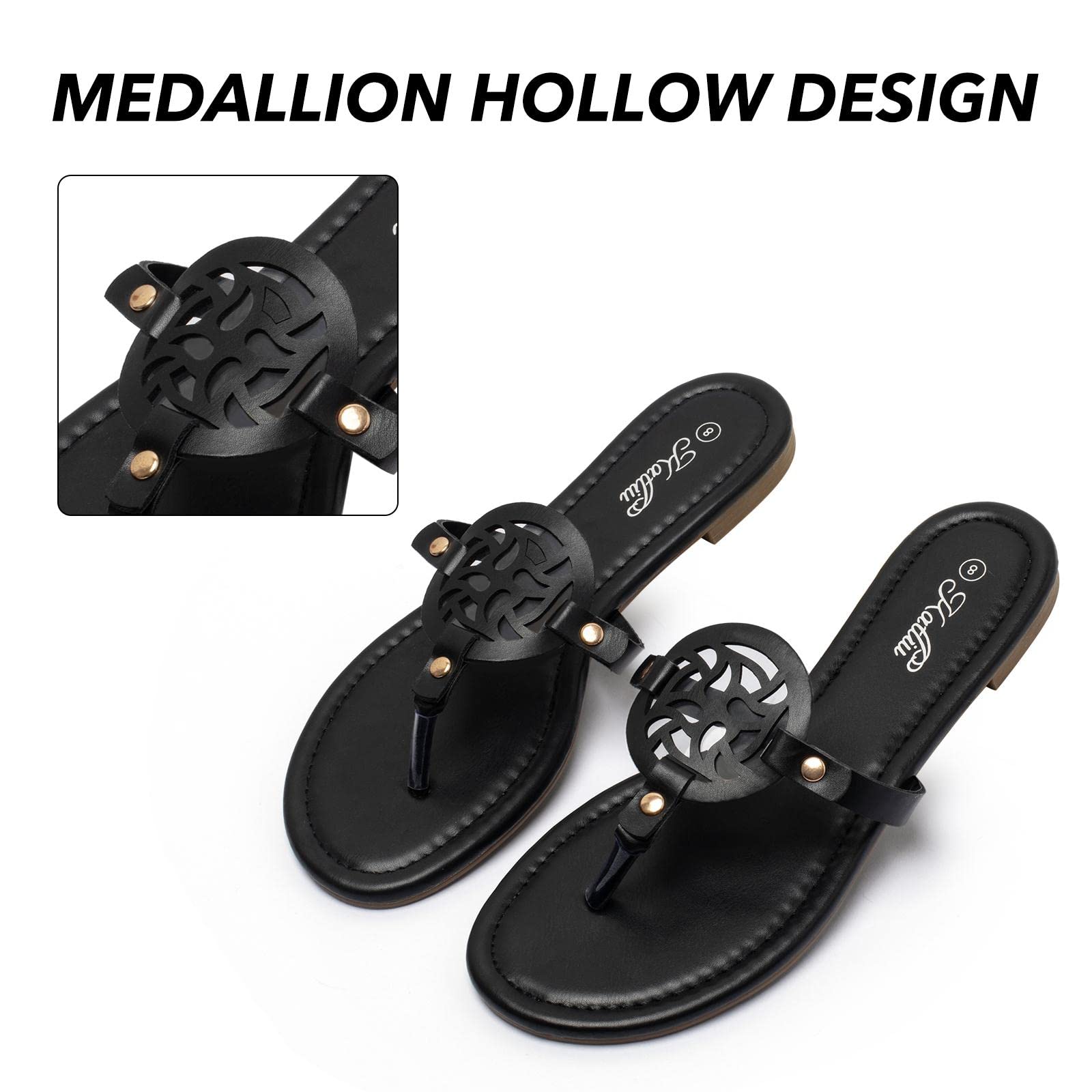 Katliu Women's Comfortable Flat Sandals - Dressy Flip Flops & Thong Sandals for Beach, Pool, Vacation & Summer Outfits