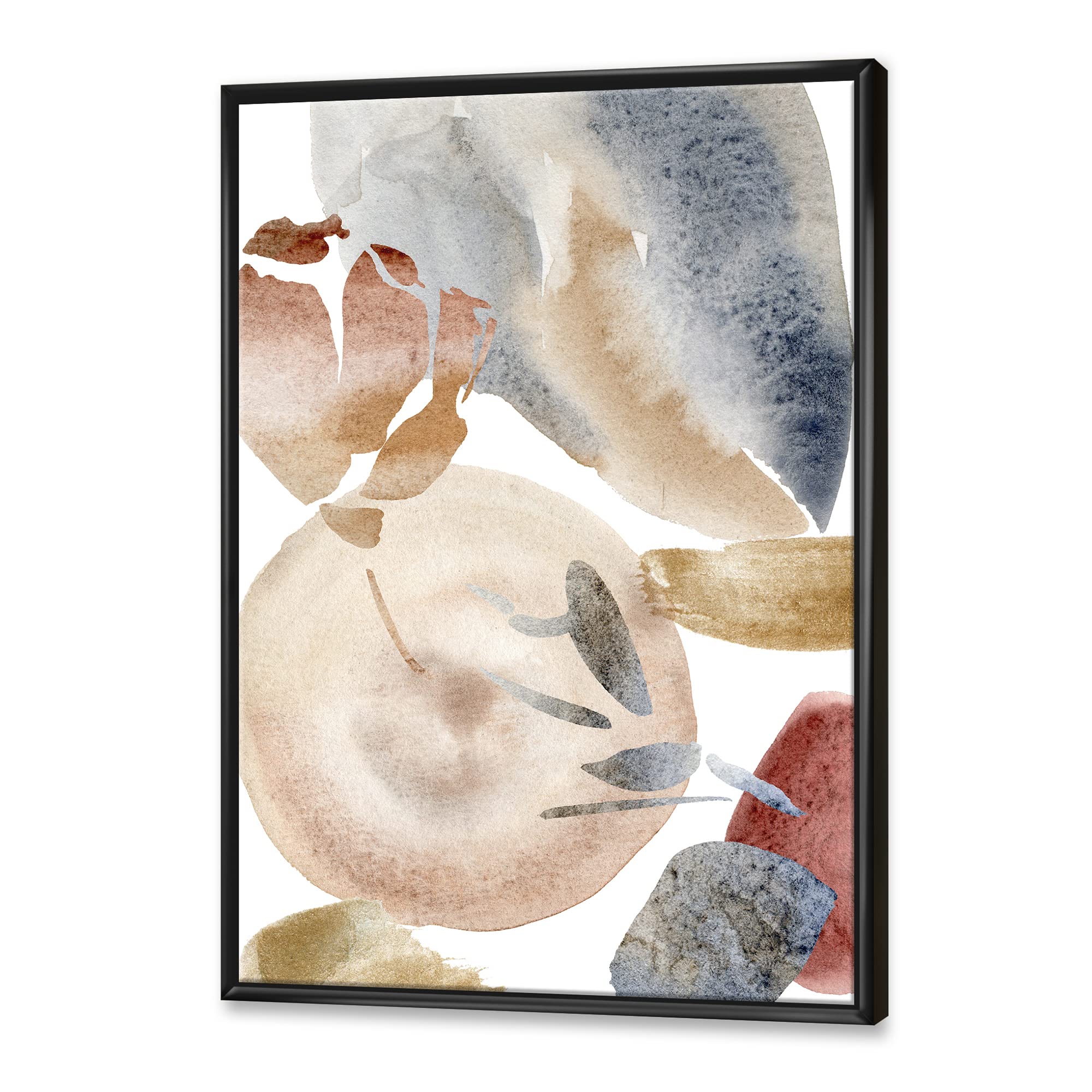 Abstract Pastel Wall Art with Red, Pink, Beige & Gold Spots - Modern Framed Canvas Print for Living Room, Bedroom & Office Decor