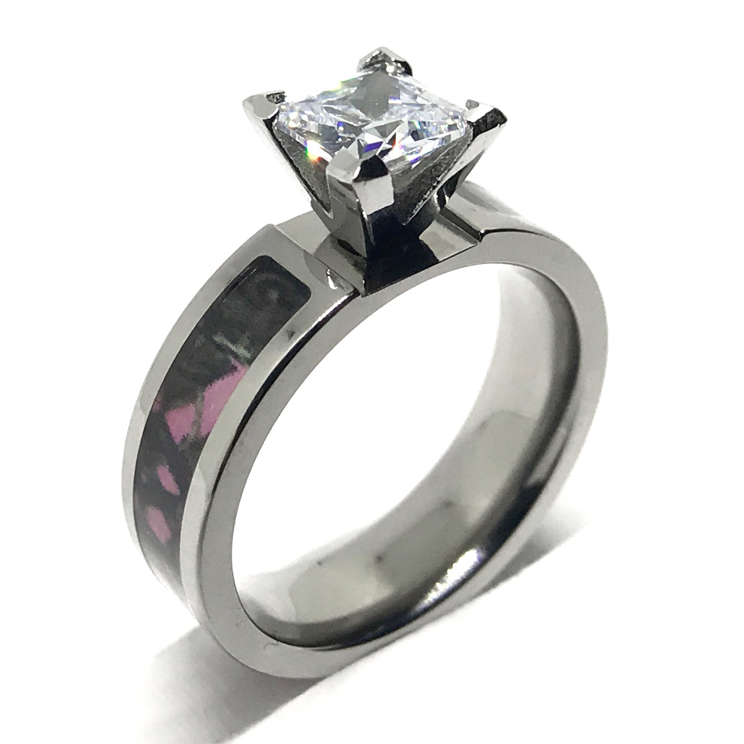 Southern Designs Pink Camouflage Wedding & Engagement Ring for Women - Size 8 | Elegant Bridal Jewelry Gift for Fiancée, Anniversary & Special Occasions