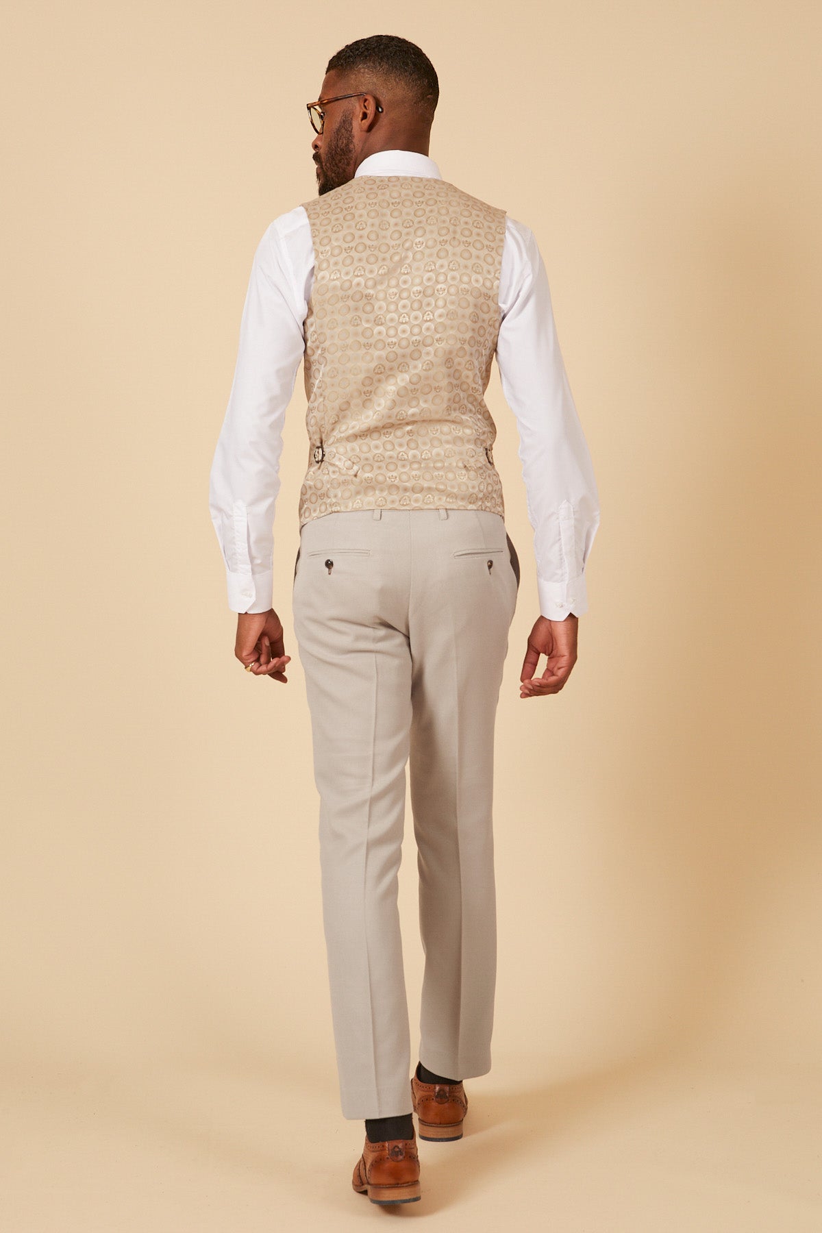 HM5 Stone Tailored Three Piece Suit for Men - Premium Slim Fit Business Suit for Weddings, Interviews & Formal Events
