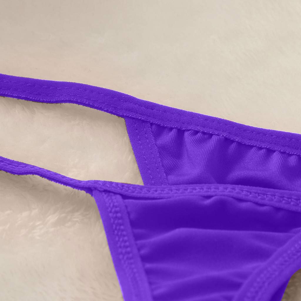 Sexy Lace G-String Thong Panties for Women - Comfortable V-String Lingerie Briefs - Bunny Intimates Underwear (Purple, Small) | Perfect for Valentine's Day, Honeymoon & Romantic Nights