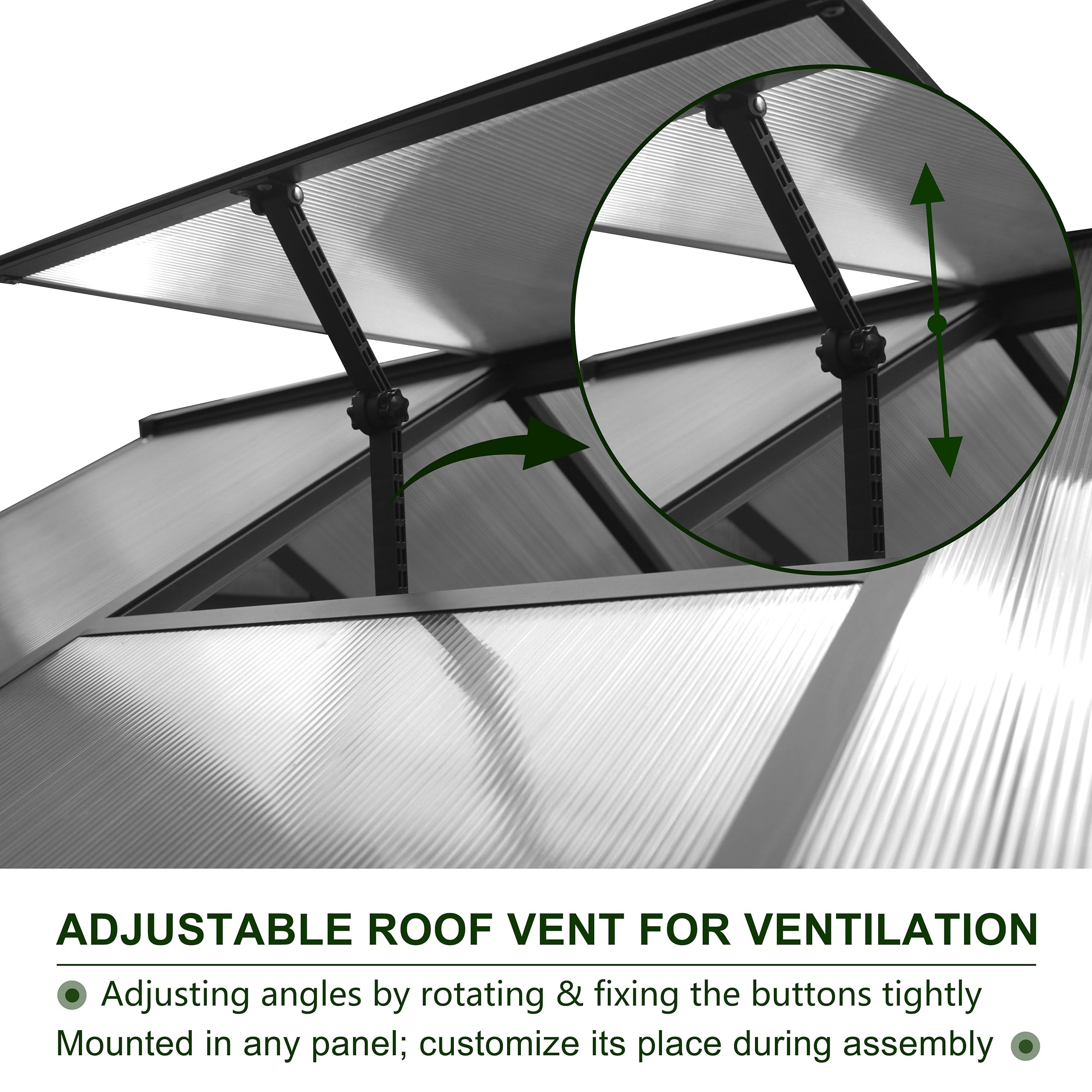 VEIKOU 6x12 FT Outdoor Greenhouse with Upgraded Rivet Structure - 4mm Twin-Wall Polycarbonate Panels & Aluminum Frame - Heavy Duty Winter Greenhouse with 2 Vents & Lockable Door (Gray) - Perfect for Gardening, Seed Starting & Plant Protection in Cold Climates