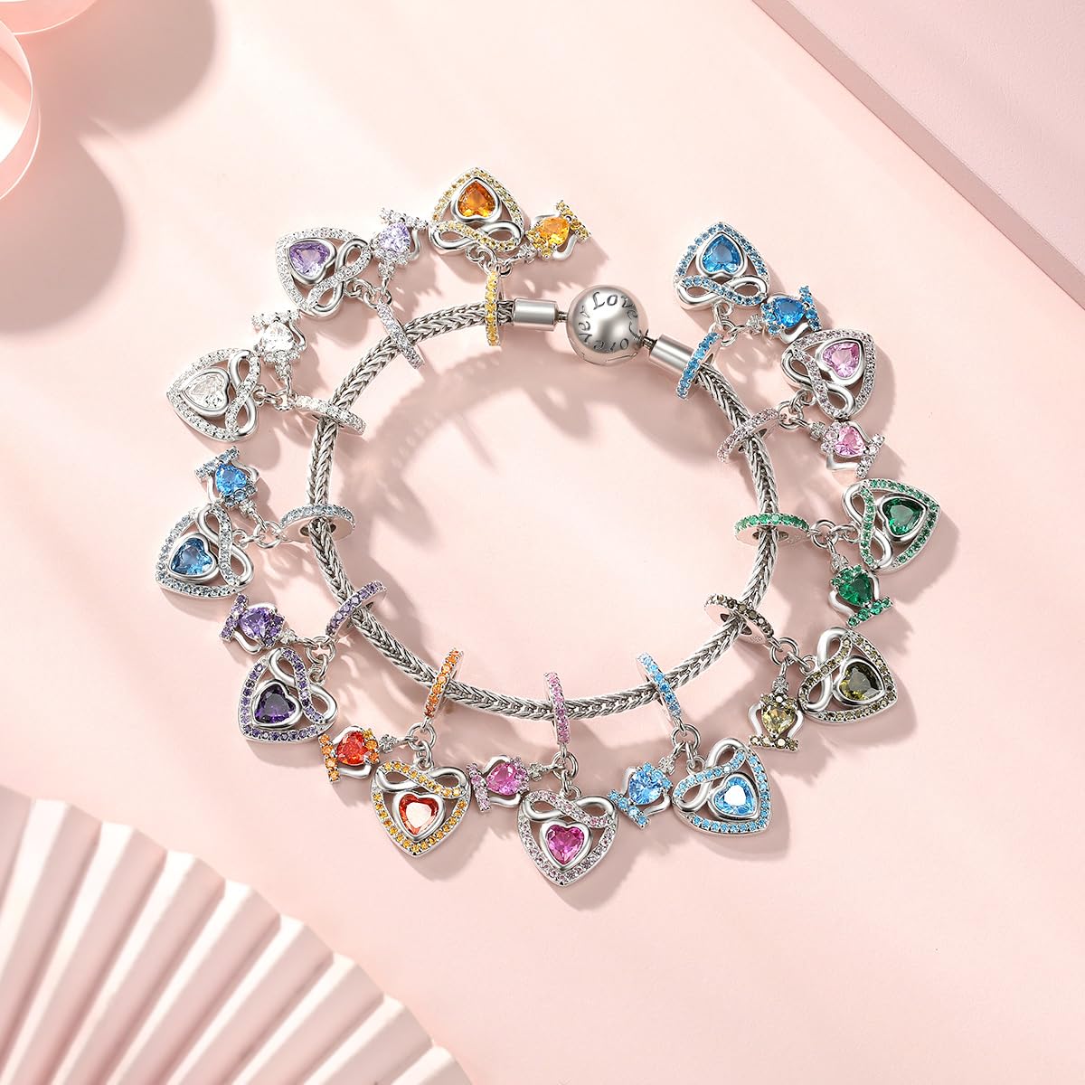 925 Sterling Silver Infinity Heart Dangle Charm - Birthstone Pandora Compatible Charm for Bracelets & Necklaces | Women's Birthday Jewelry Gift | Perfect for Anniversaries, Valentine's Day & Special Occasions
