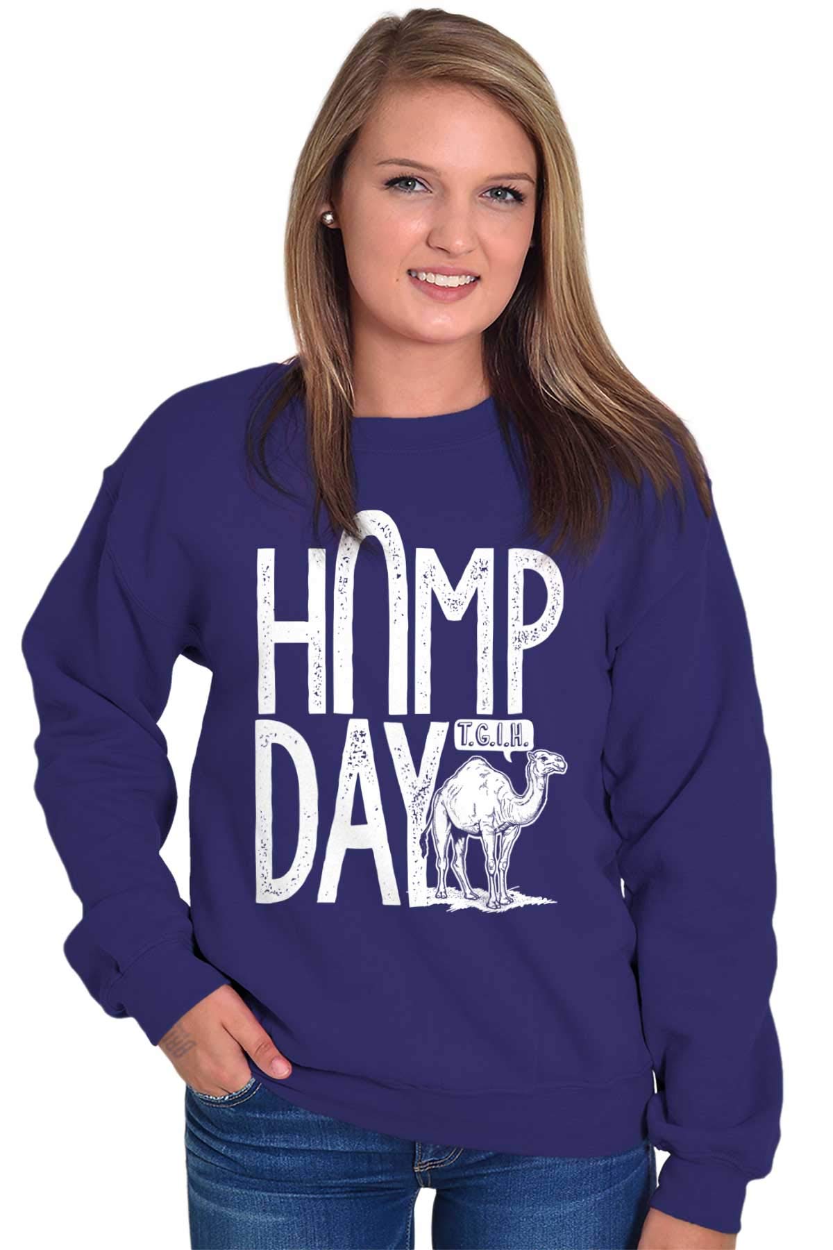 Brisco Brands Funny Camel Hump Day Sweatshirt for Men & Women - Cozy Office Workout Pullover for Casual Wear, Gym & Relaxation