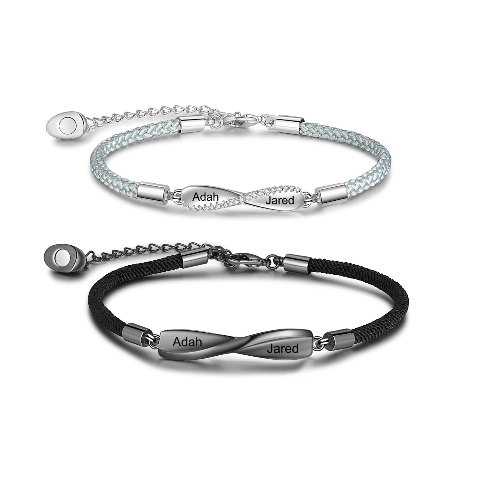 Personalized Name Bracelet for Women & Men - Custom Engraved Matching Couple BFF Bracelets Set of 2 - Romantic Gift for Anniversary, Valentine's Day - Perfect for Couples, Best Friends & Special Occasions