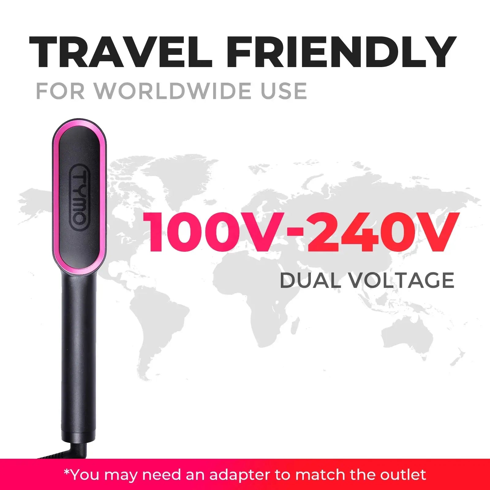 Tymo Hair Straightening Comb - Ionic Ceramic Flat Iron Brush for Smooth & Shiny Hair - Perfect for Home Use, Travel & Salon Styling