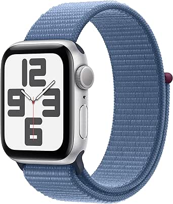 Apple Watch SE 2 (2023) 44mm GPS + Cellular - Silver Aluminum Case with Storm Blue Sport Loop (MRHL3LL/A) | Smartwatch for Fitness Tracking, Calls & Notifications | Perfect for Running, Swimming & Daily Wear