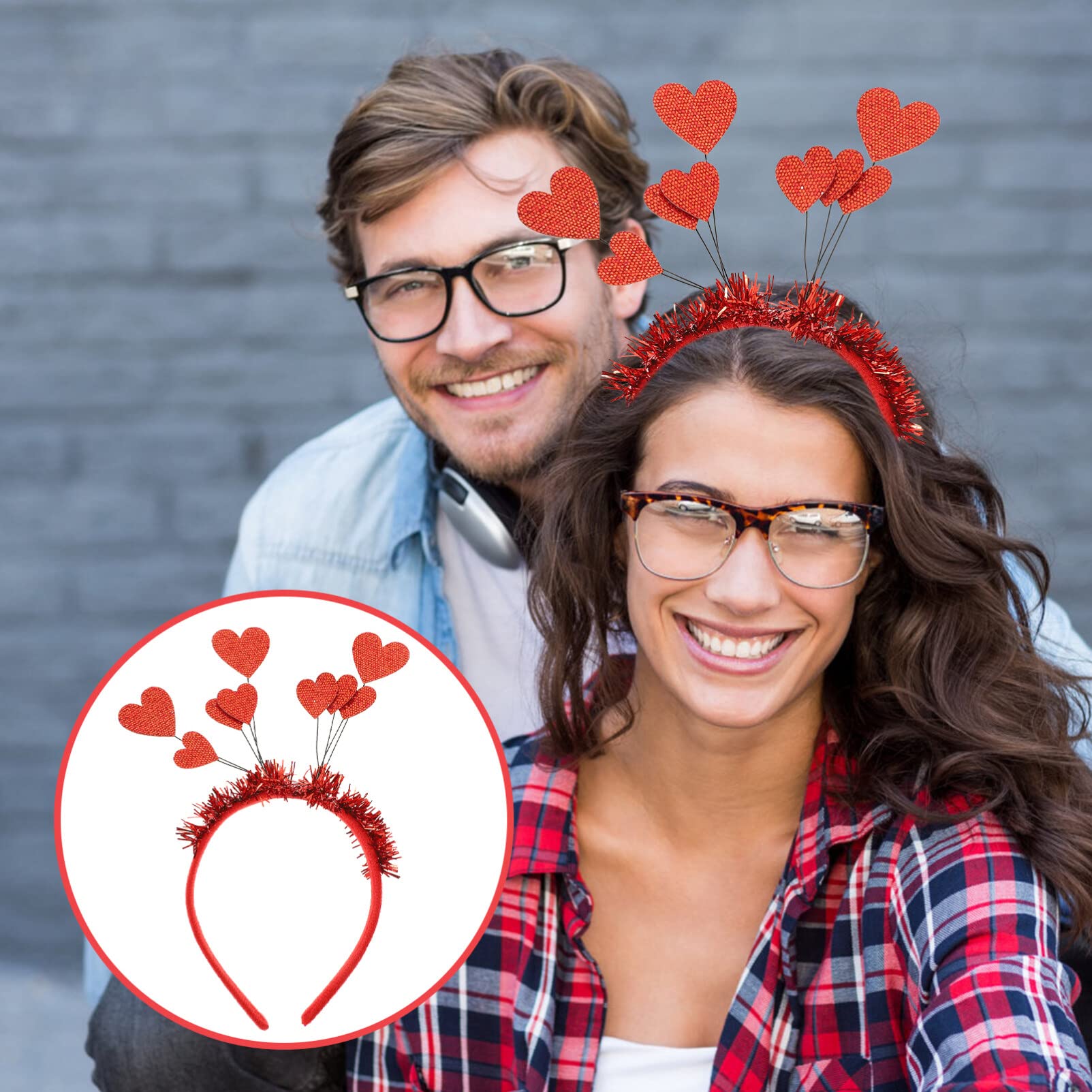 Beaupretty Red Love Heart Headband - Valentines Day Hair Accessories for Women & Girls, Tinsel Hair Hoop, Wedding Gift, Party Decor (Perfect for Valentine's Day, Weddings, Parties & Special Occasions)