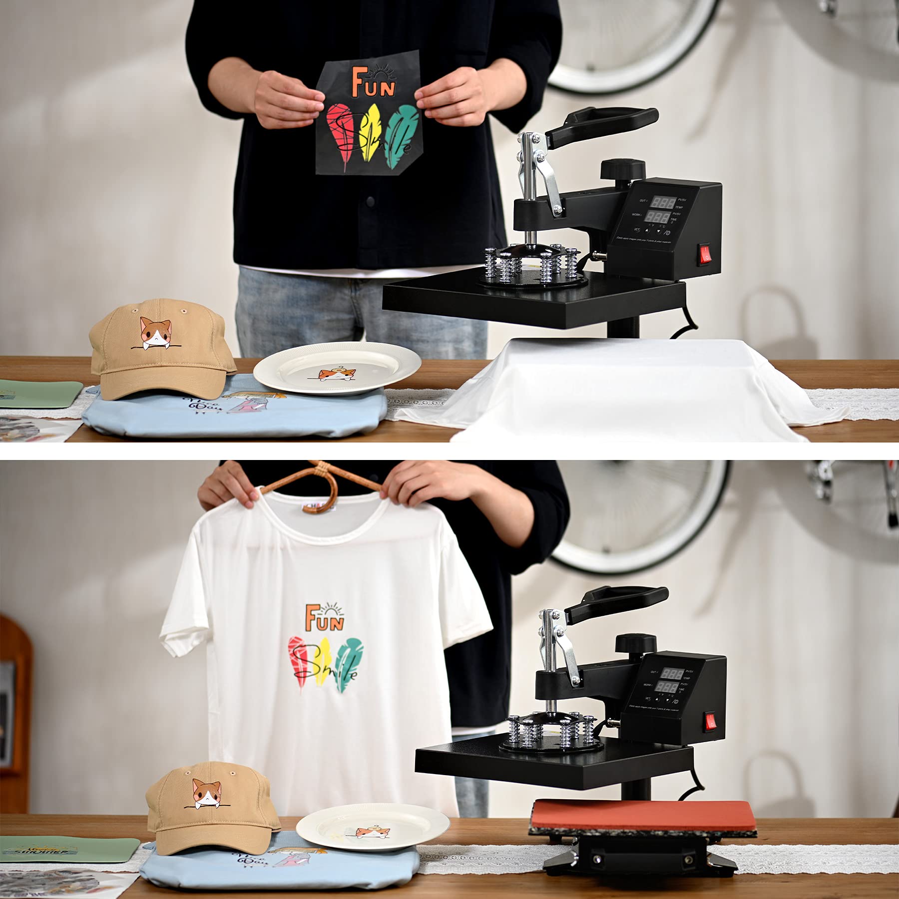 LETRA 12x10 Inch 8-in-1 Heat Press Machine - 360° Multifunctional Industrial T-Shirt Press for Mugs, Hats, Plates & Caps | Perfect for DIY Custom Apparel, Sublimation Printing & Small Business Use
