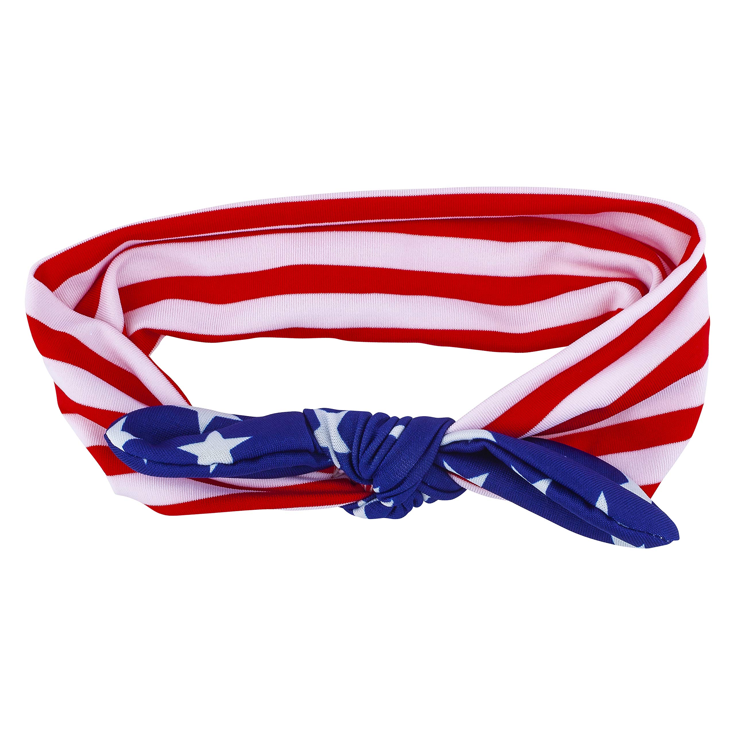 LUX ACCESSORIES Patriotic American Flag Print Bandana - Red, Blue, White Fashion Headband for Outdoor, Festivals, and Sports