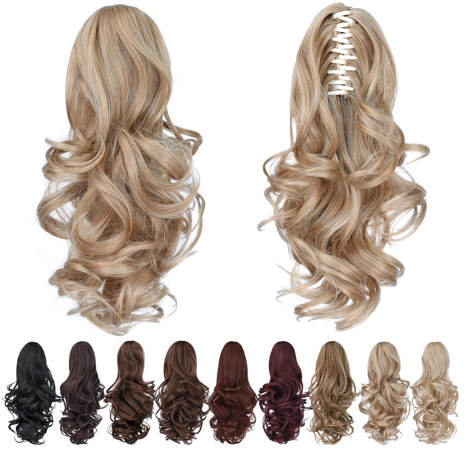 Natural Straight Ponytail Hair Extension with Claw Clip - Seamless Blonde Brown Black Hairpiece for Women - Perfect for Parties, Weddings & Everyday Styling