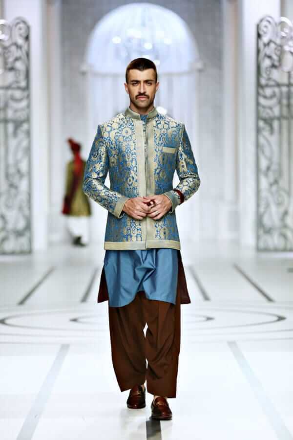 Royal Blue Brocade Prince Jacket for Men - Vintage Elegant Formal Wear for Weddings, Parties & Renaissance Fairs