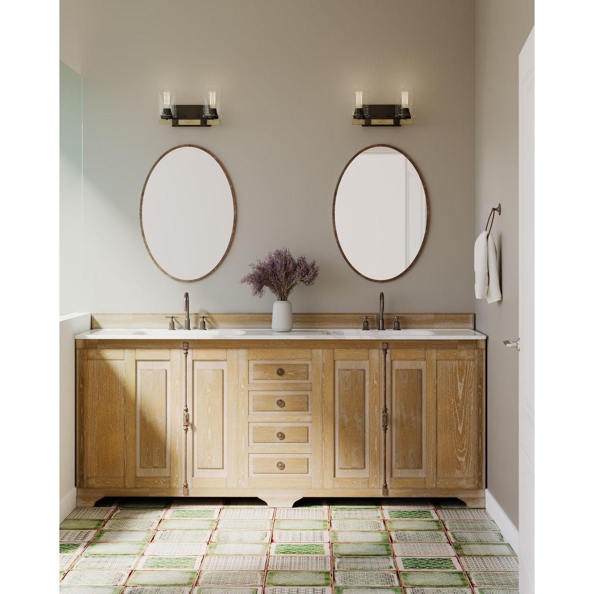 Barnes Mill Collection 2-Light Clear Seeded Glass Bathroom Vanity Light Fixture - Perfect for Modern Bathroom Decor & Makeup Area Lighting
