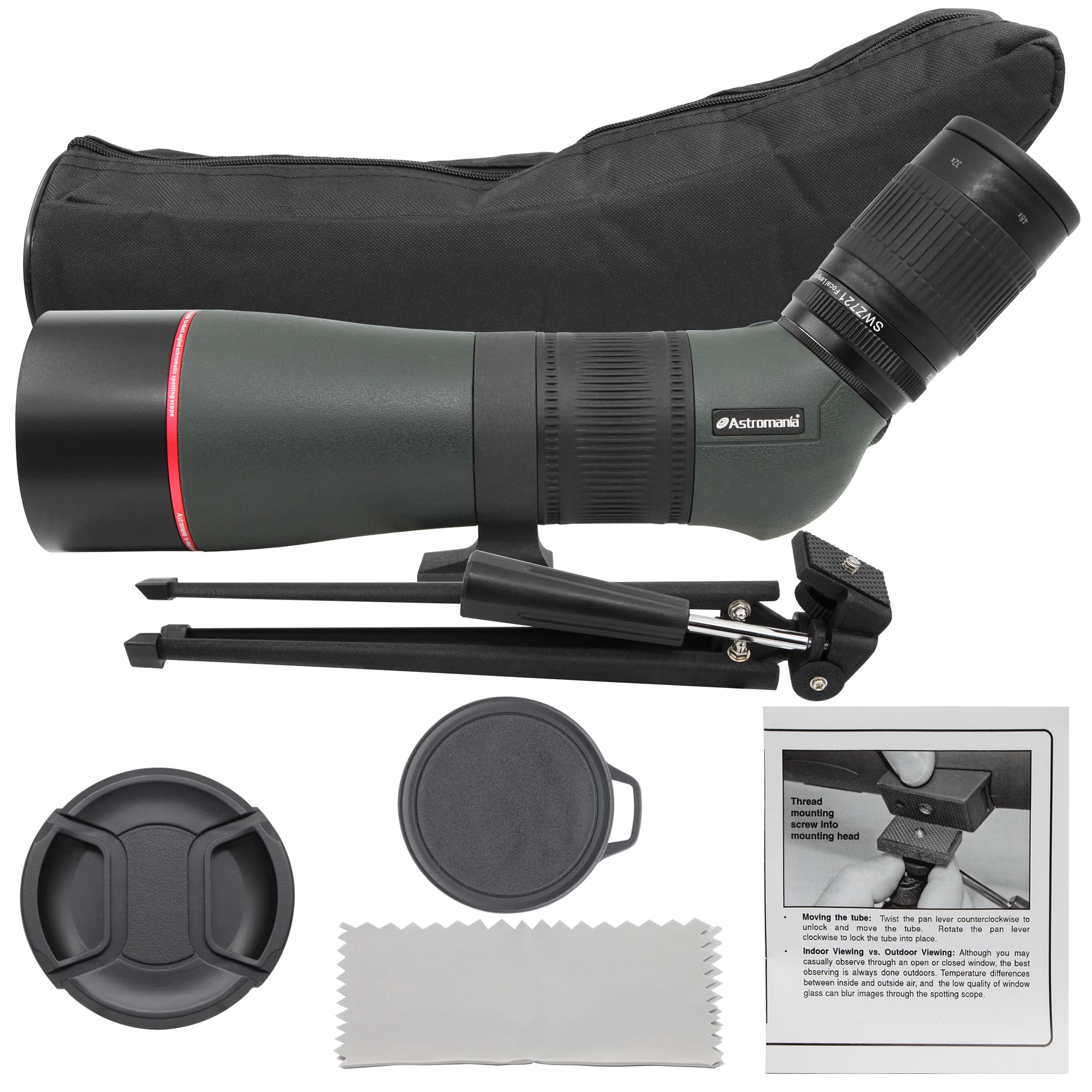 Astromania 16-48x65AE 45 Degree Angled Spotting Scope with Tripod & Carry Bag - High Power Zoom Telescope for Bird Watching, Hunting, Camping, Wildlife Observation & Scenic Viewing - Perfect for Outdoor Adventures & Travel