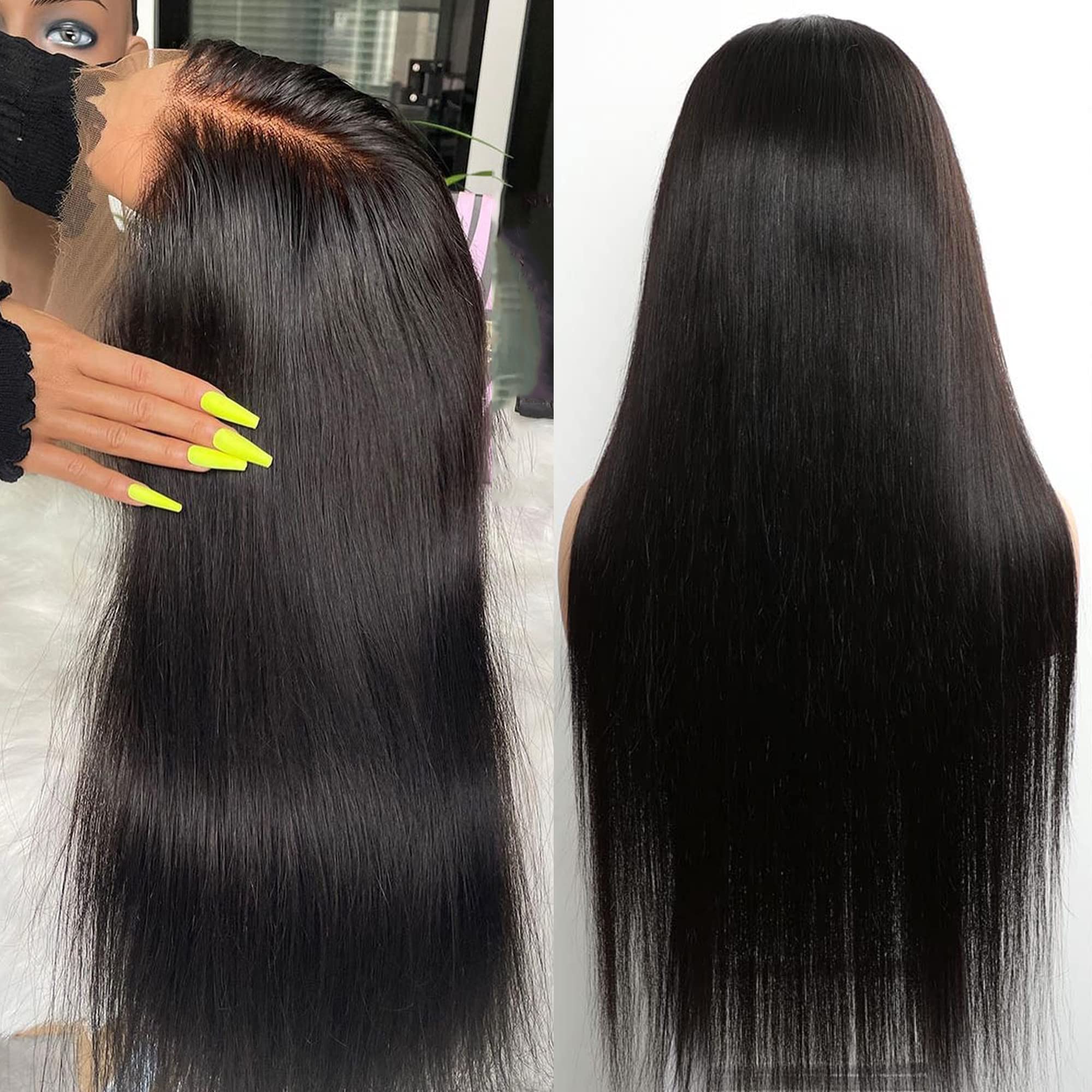 VIPbeauty 13x6 HD Lace Front Wigs Human Hair 180% Density Transparent 12A Brazilian Straight Lace Frontal Wig for Black Women - Pre Plucked with Baby Hair, 28 Inch | Natural Look for Daily Wear, Parties & Special Occasions