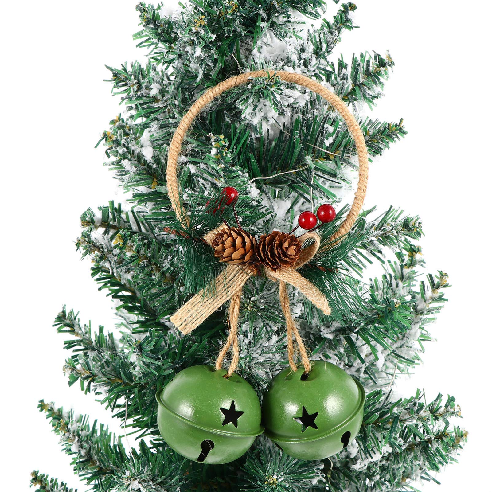 BESPORTBLE 2-Pack Iron Christmas Bells - Rustic Holiday Tree Ornaments for Xmas Decorations, Fireplace Mantel & Front Door Wreath Decor