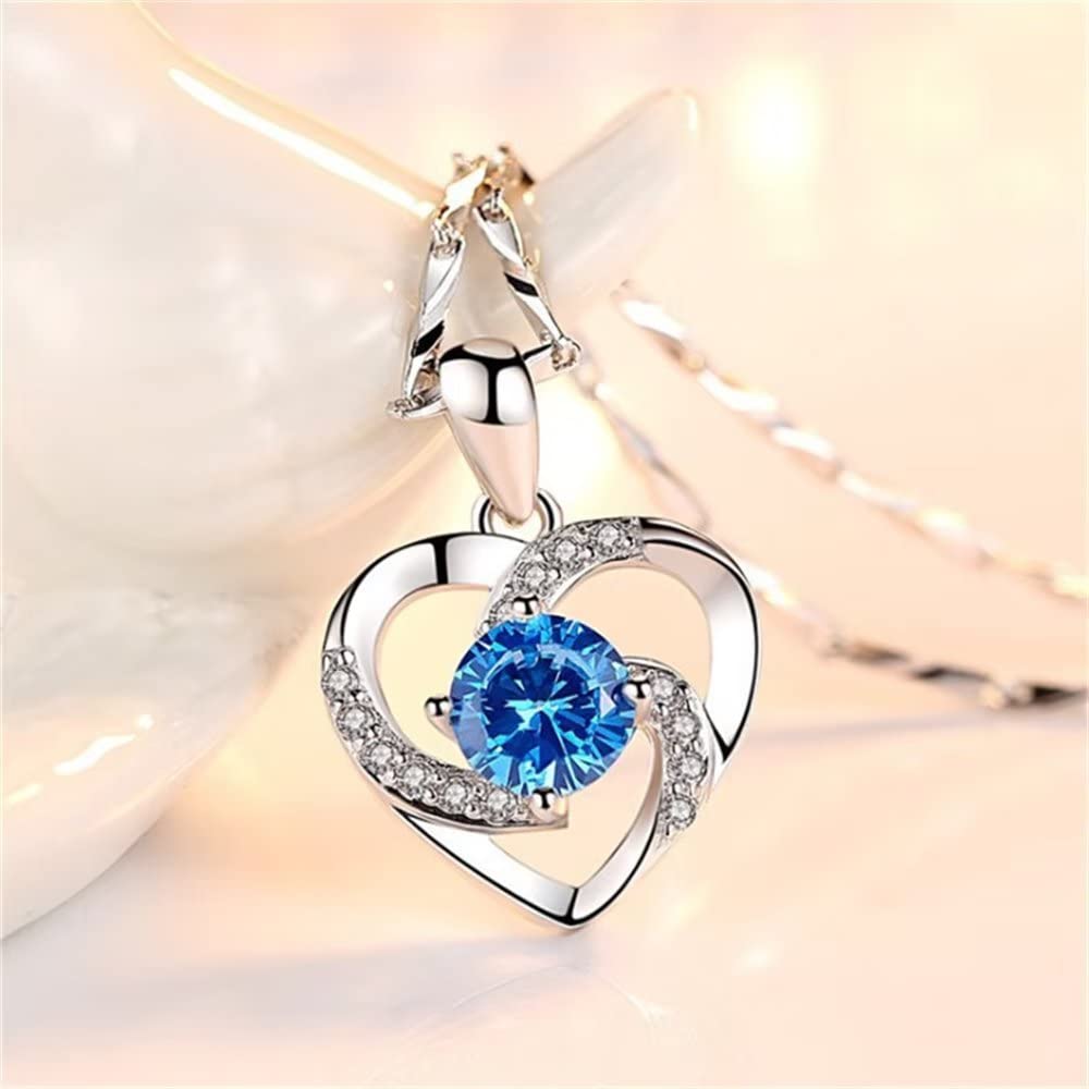 Sterling Silver Heart Pendant Necklace for Women - Diamond Plated Clavicle Chain, Elegant Valentine's Gift for Her, Perfect for Anniversaries, Date Nights & Special Occasions