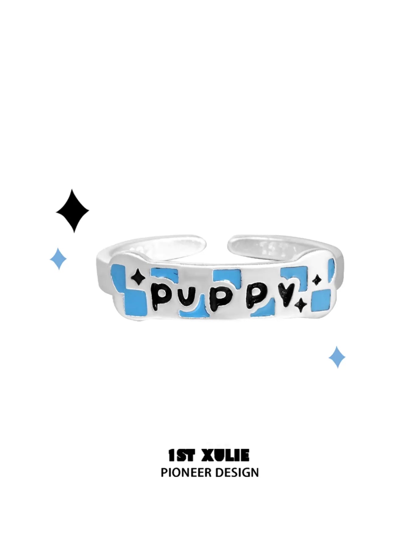Angel Cuties 925 Sterling Silver Hand-Painted Colorful Resin Kitten & Puppy Ring - Cute Animal Jewelry for Women, Perfect Gift for Cat & Dog Lovers (Birthday, Valentine's Day, Anniversary)