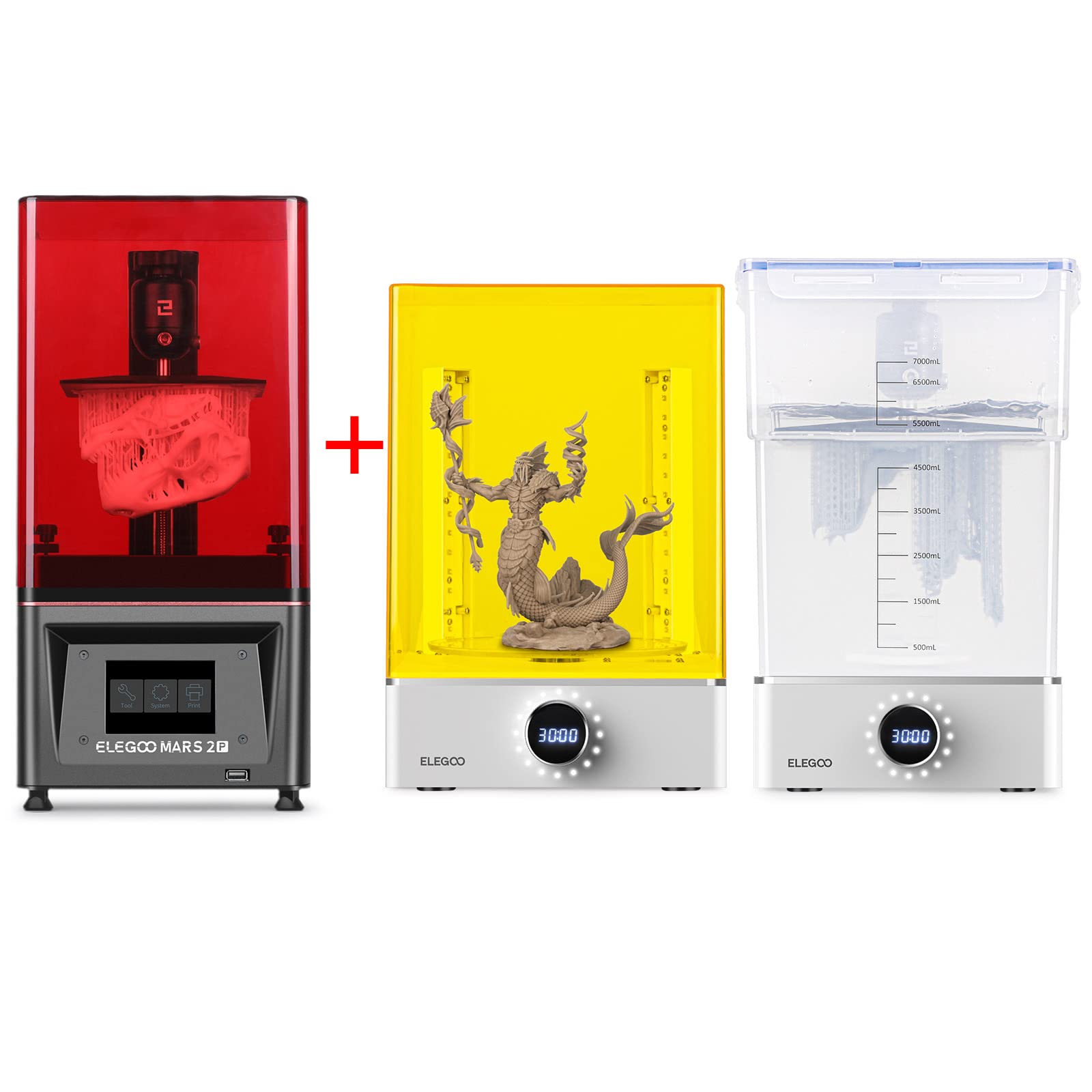 ELEGOO Mars 2 Pro UV Resin 3D Printer with Mercury X Bundle - Includes Washing & Curing Station for High-Precision Miniatures, Jewelry & DIY Crafts - Perfect for Hobbyists, Makers & Small Businesses