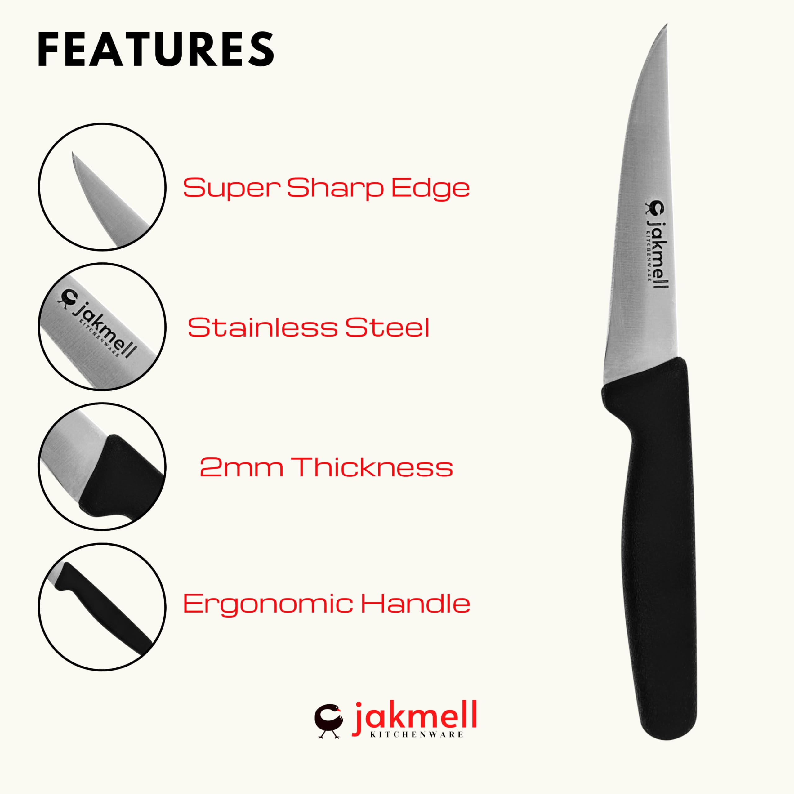 5-Inch Stainless Steel Utility Kitchen Knife with Ergonomic Handle - All-Purpose Chef Knife for Slicing Meat, Chopping Vegetables & Food Prep - Perfect for Home Cooking, Camping & Professional Kitchens