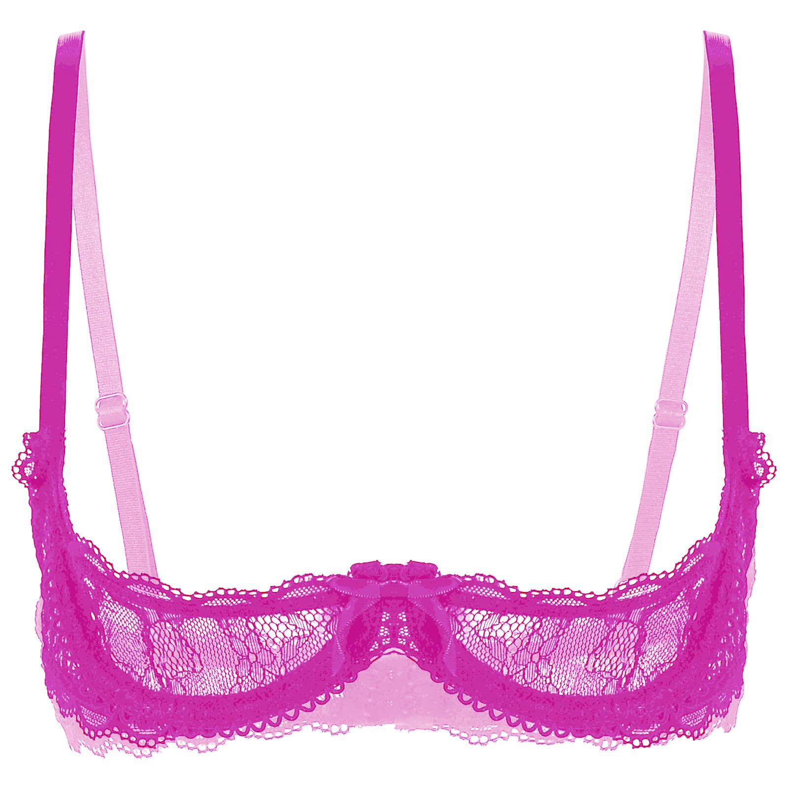 Women's Sexy Mesh Sheer Lace Bralette Push Up Bra - 1/4 Cup Underwire Shelf Bra Top for Everyday Wear & Special Occasions