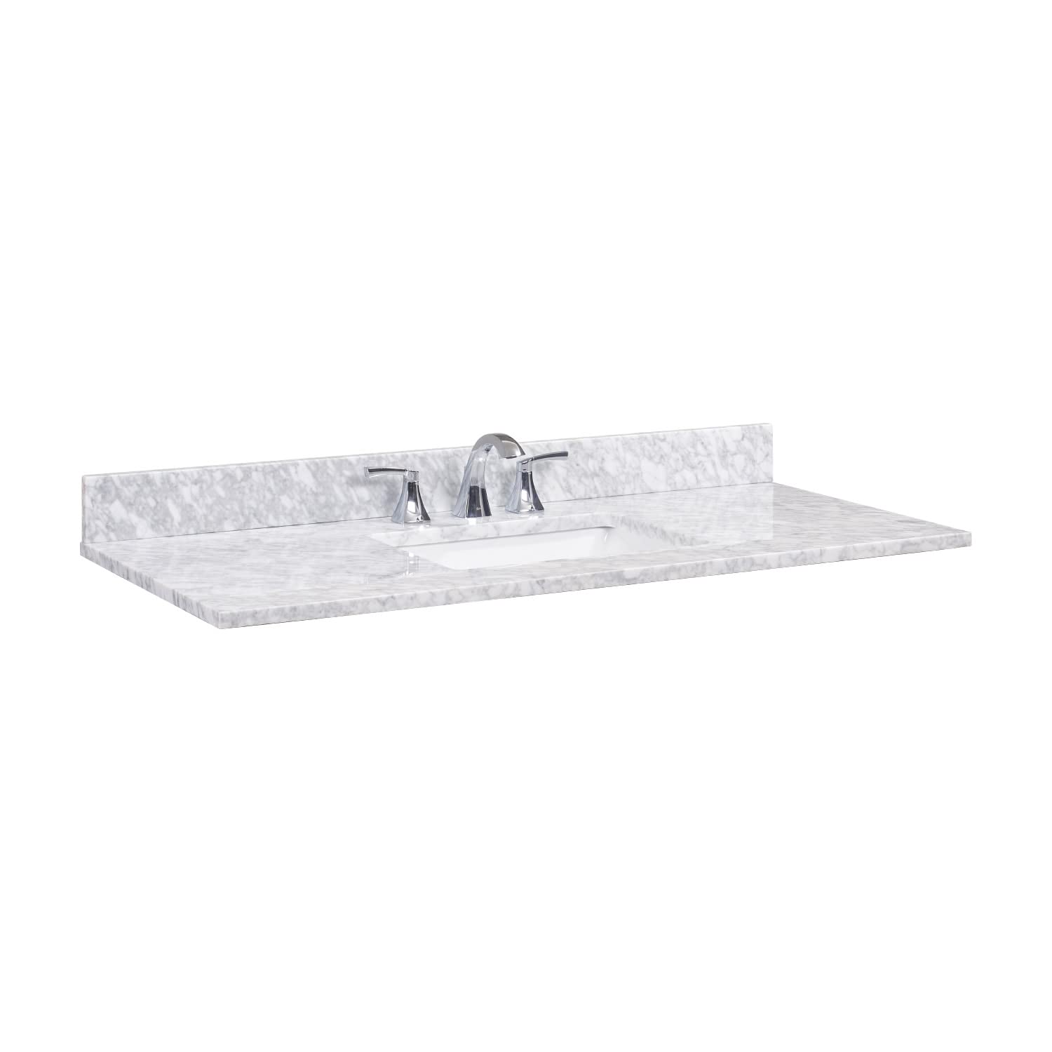 49-inch Carrara White Natural Marble Bathroom Vanity Top with Integrated White Basin - Perfect for Modern Master Bath & Powder Room Renovations