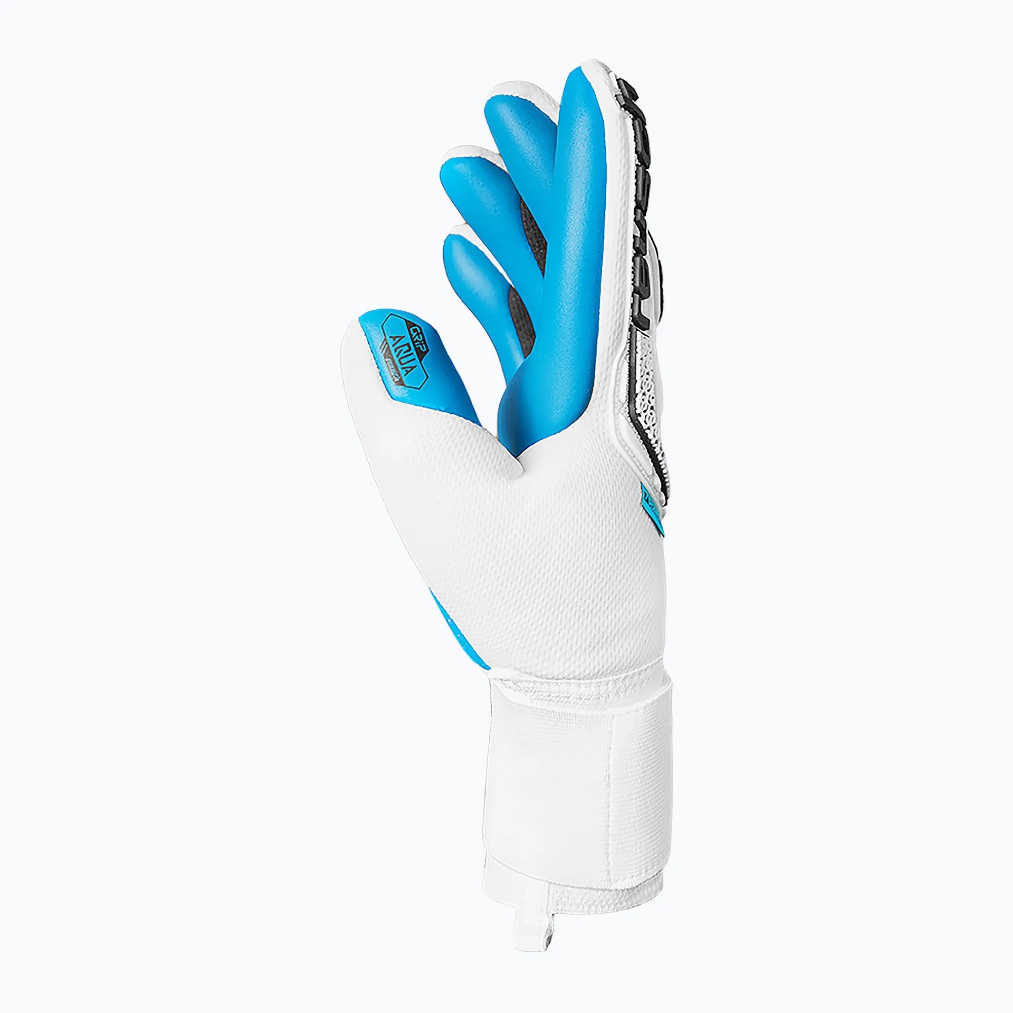 Reusch Attrakt Freegel Aqua Goalkeeper Gloves - White/Black/Aqua Blue - Professional Soccer Goalie Gloves for Training & Matches