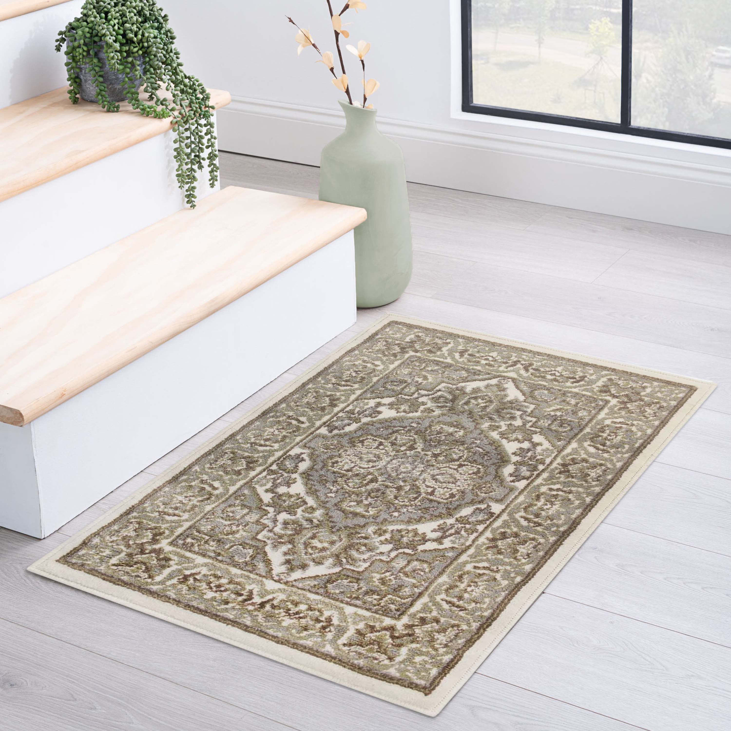Glendale Traditional Floral Medallion Indoor Area Rug - Non-Slip Living Room Carpet, Bedroom Runner, Hallway Decor | Soft & Durable Home Floor Mat for Cozy Interior Design