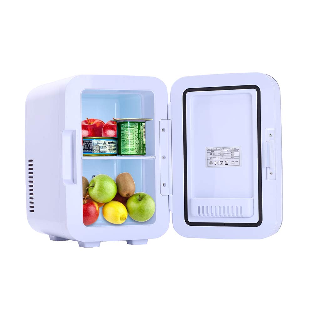 Compact 6L Mini Fridge - Portable Electric Cooler & Warmer (0.21 Cuft, Holds 8 Cans) for Skincare, Cosmetics, Bedroom, Office & Travel - Energy Efficient Mini Refrigerator (Gray) - Perfect for Dorm, Car, Camping & Small Spaces