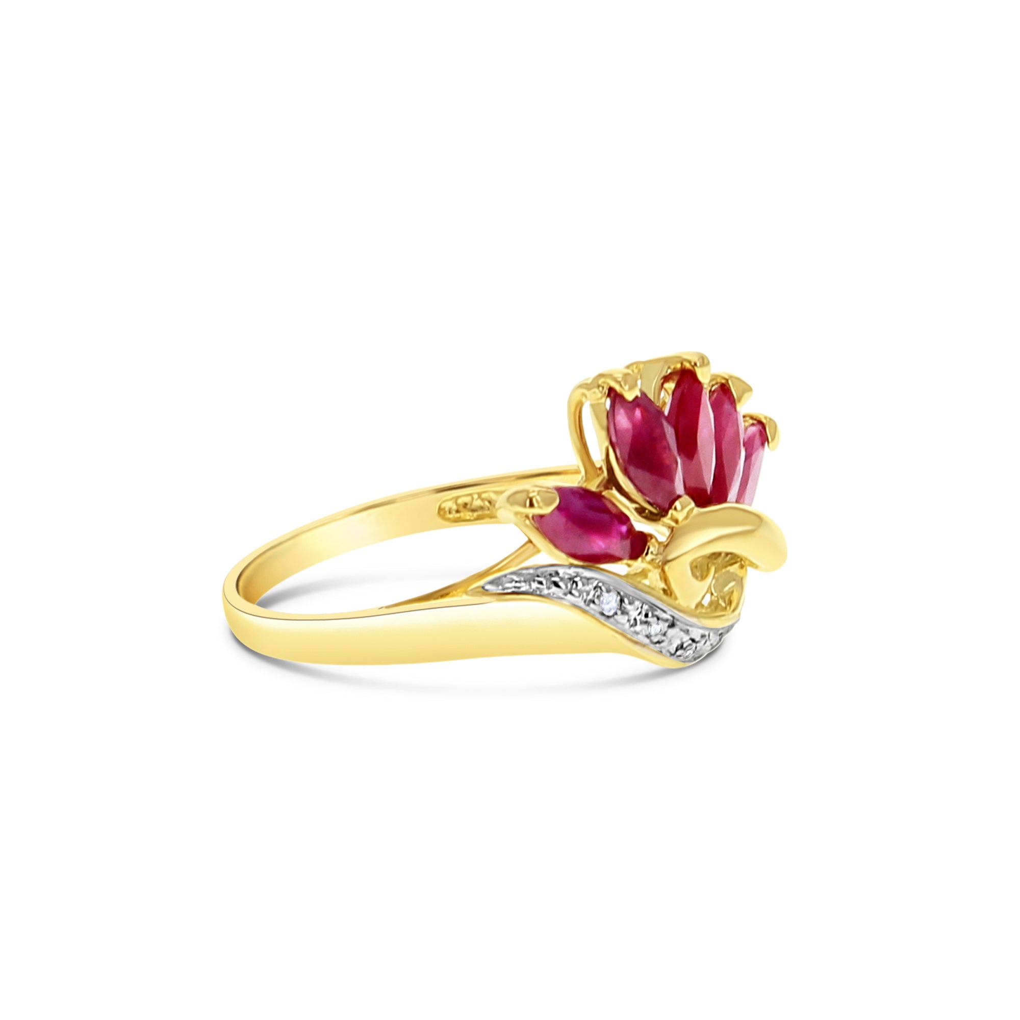 Exquisite Marquise Ruby and Diamond Ring in 14K Yellow Gold - Perfect for Engagement, Anniversary & Special Occasions
