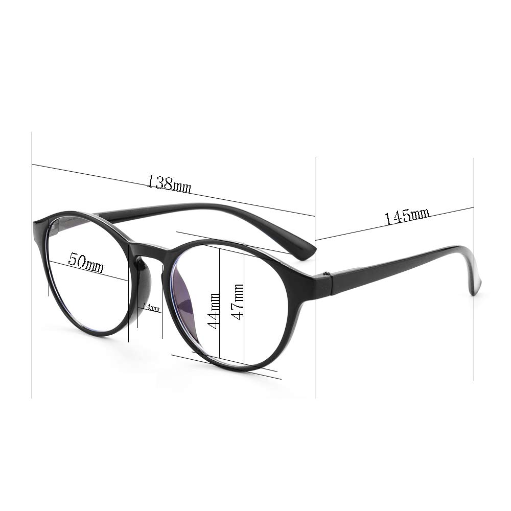 Blue Light Blocking Reading Glasses - Retro Round Frame Magnifying Eyewear for Men & Women (+4.00 Strength) - Perfect for Computer Work, Reading & Screen Time